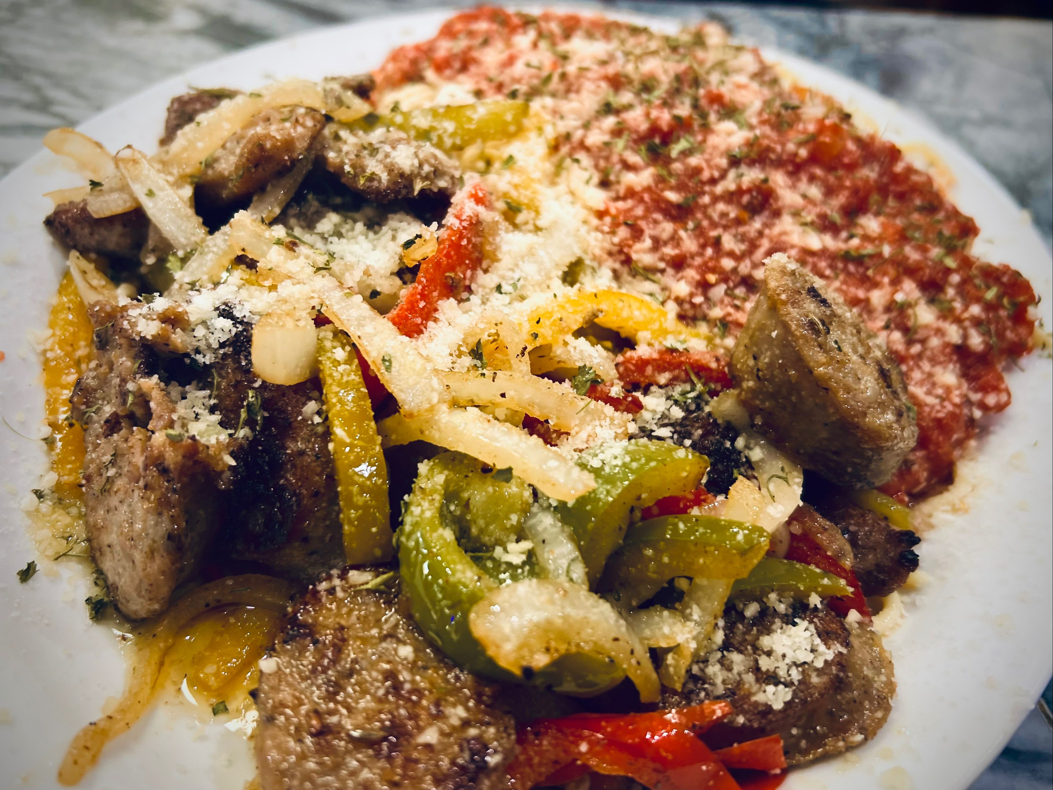 Sausage, Peppers & Onion Platter.