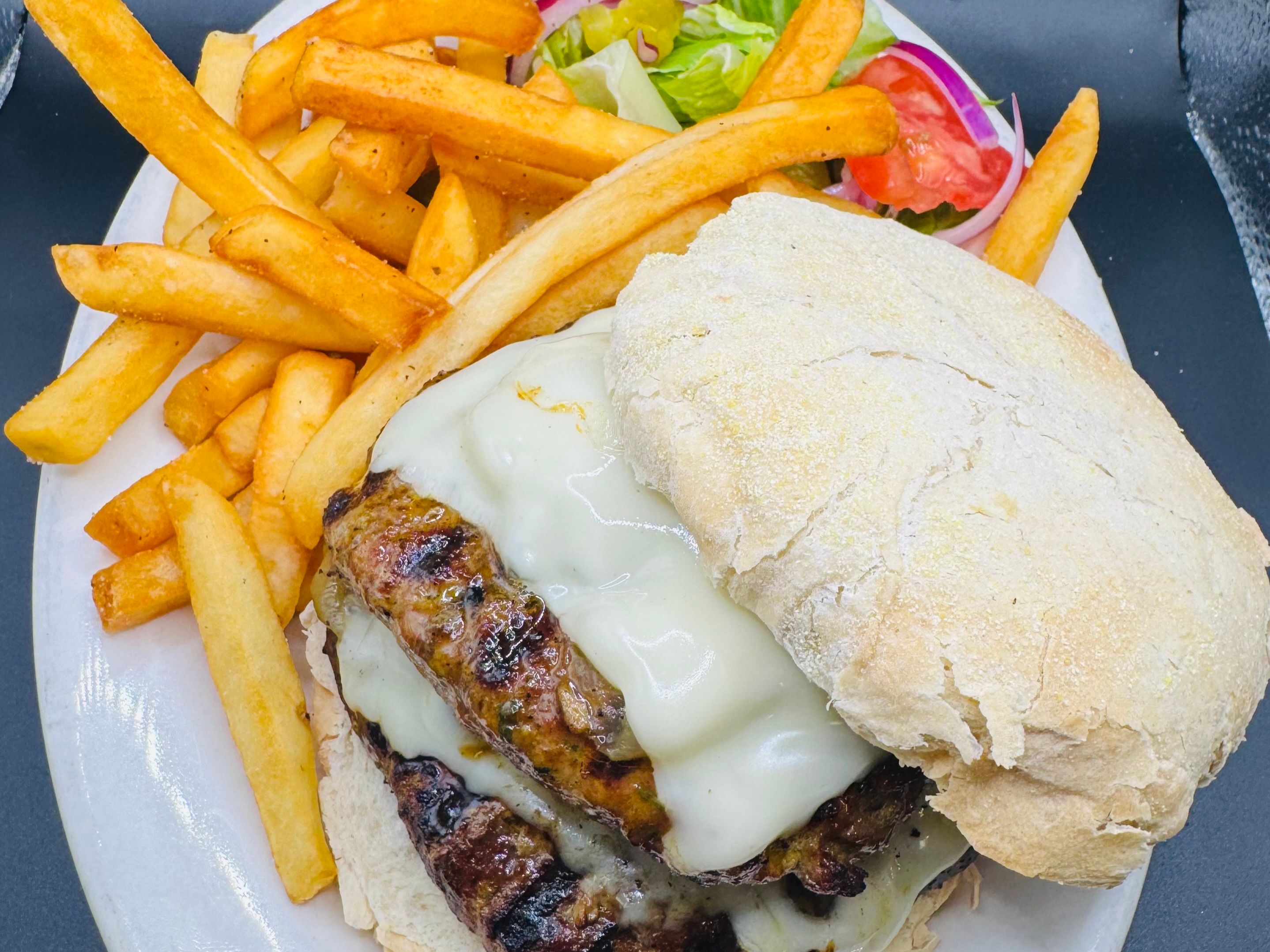Double Moroccan Cheese Burger.
