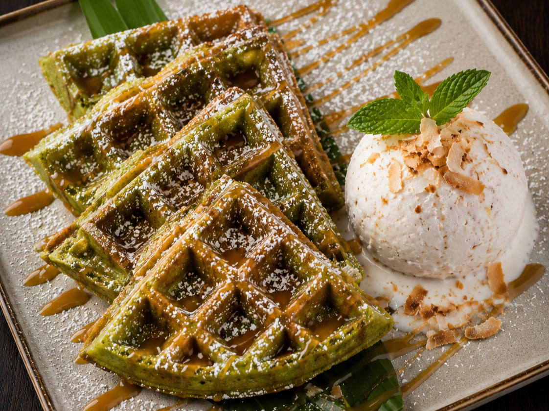 COCONUT PANDAN WAFFLE.