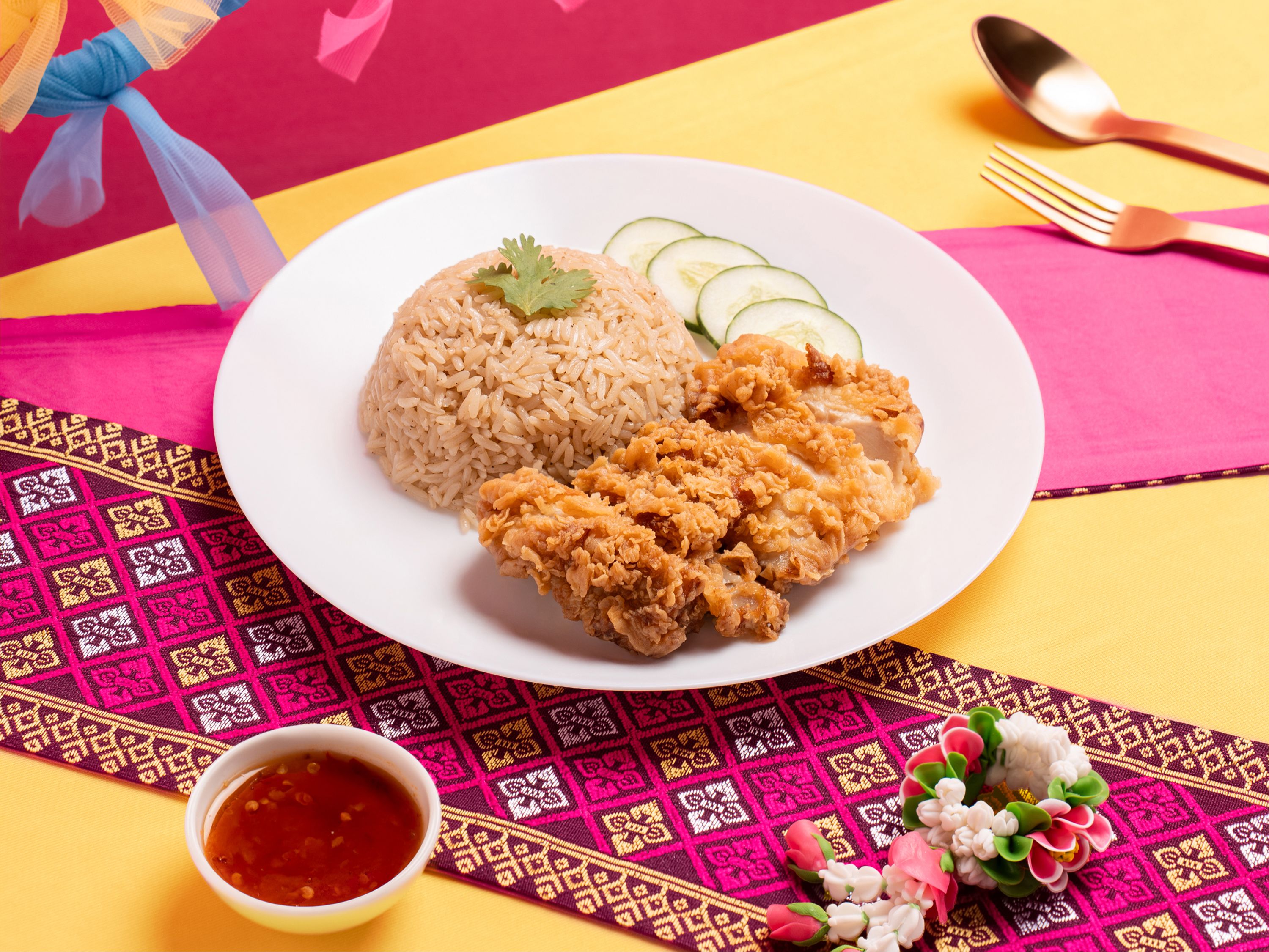 Fried Chicken Rice (Khao Man Gai Tod).