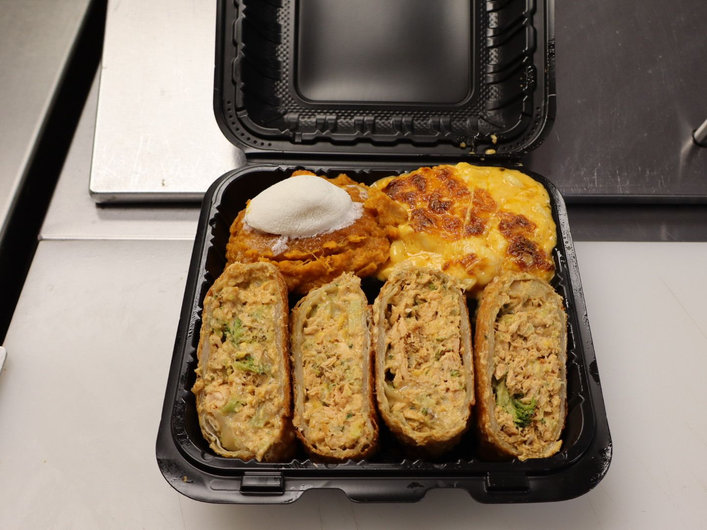 Salmon egg rolls - two sides