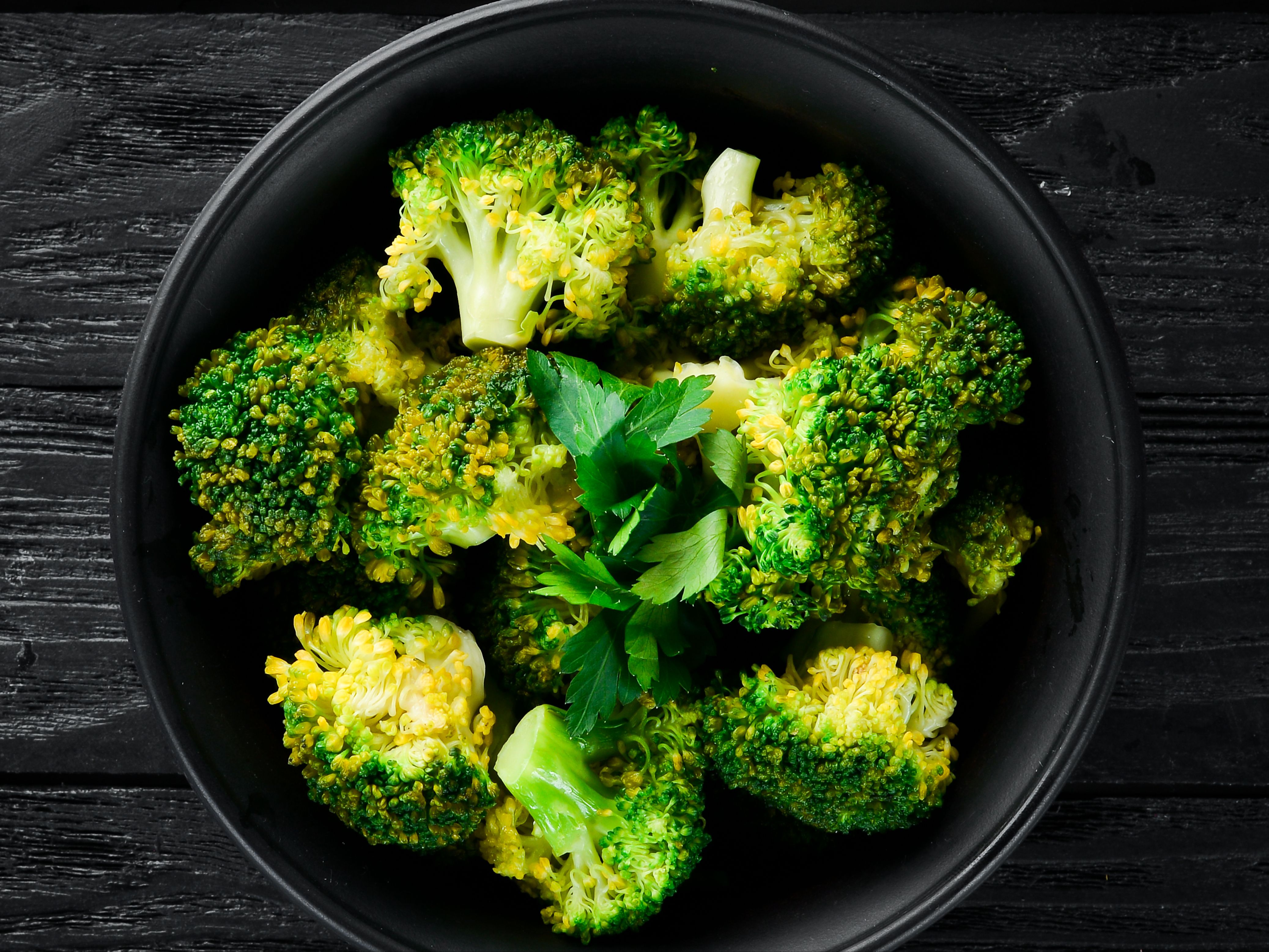 Steamed Broccoli W/ Garlic Oil.