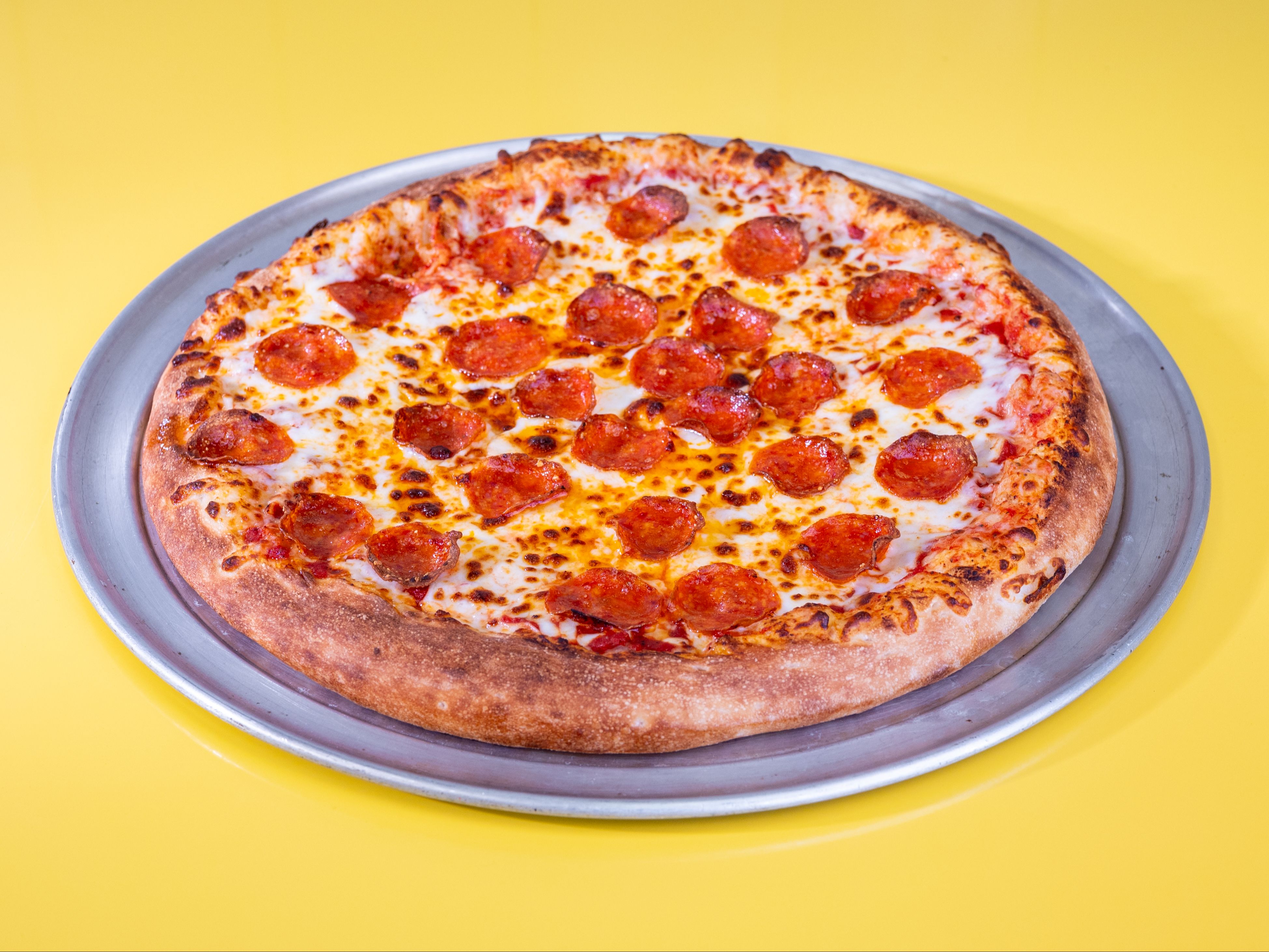 Large pepperoni pizza.