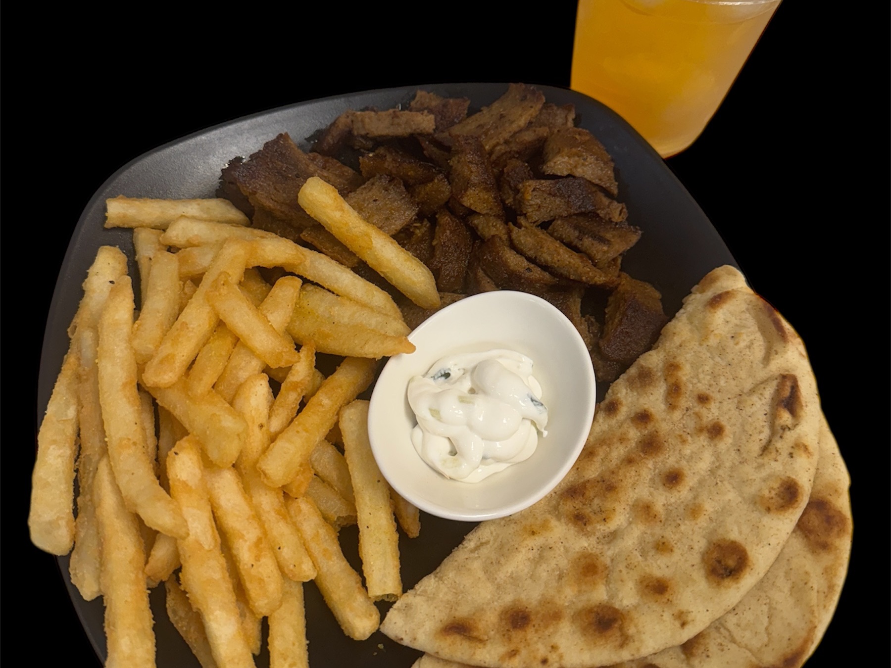 K5 # Beef Gyro Meat With Pita Bread, Fries, Apple Or Orange Juice