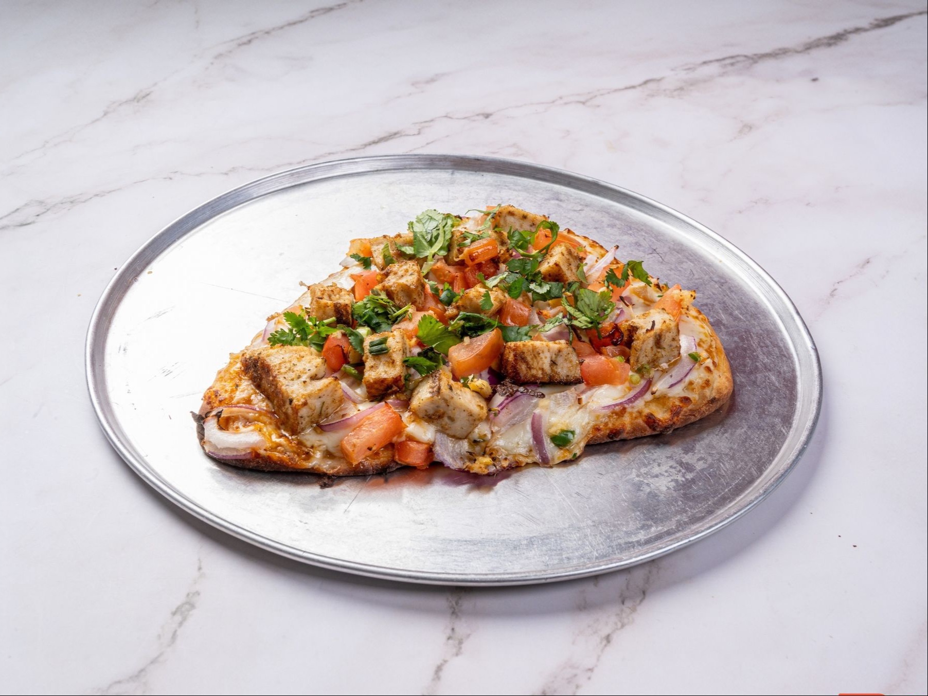 Butter Chicken Naan Pizza