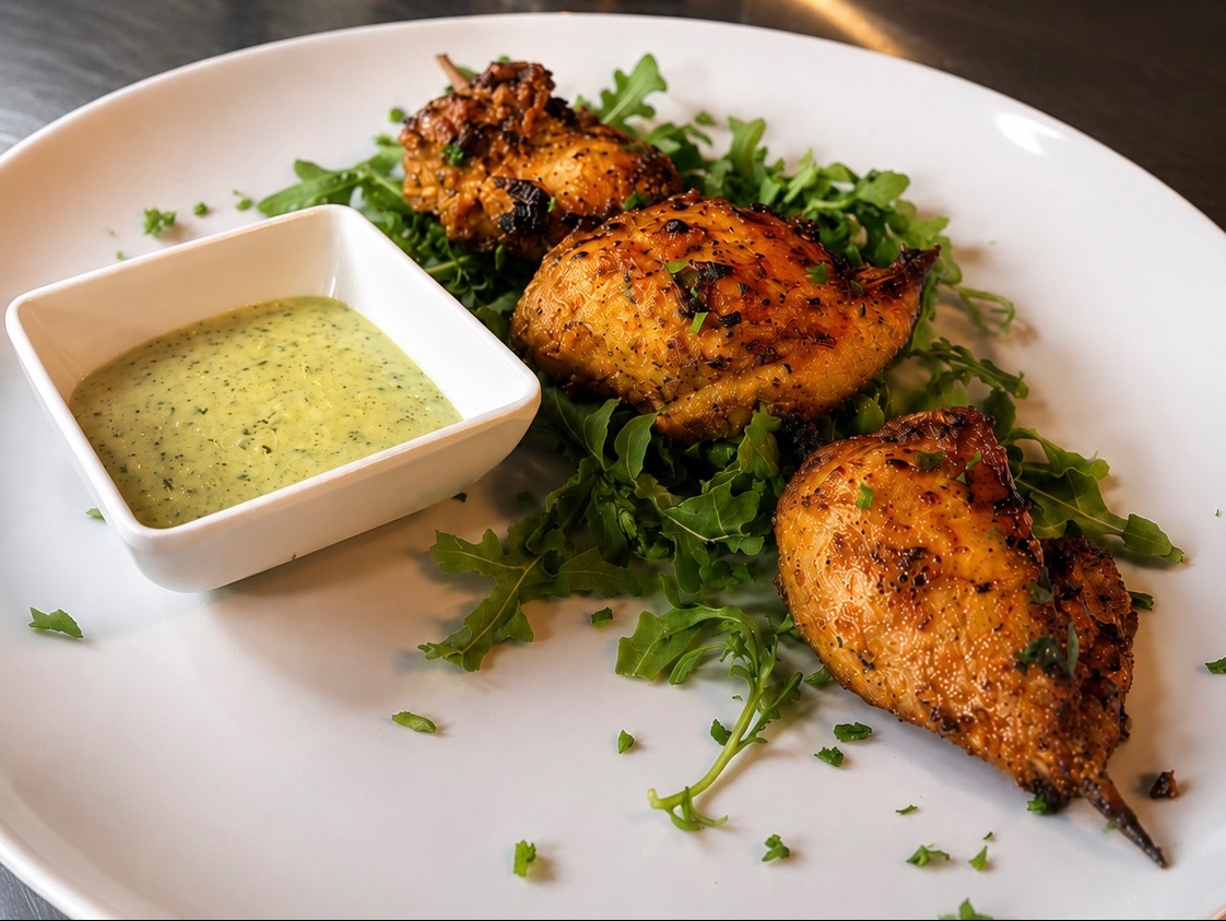Single chicken kabob.