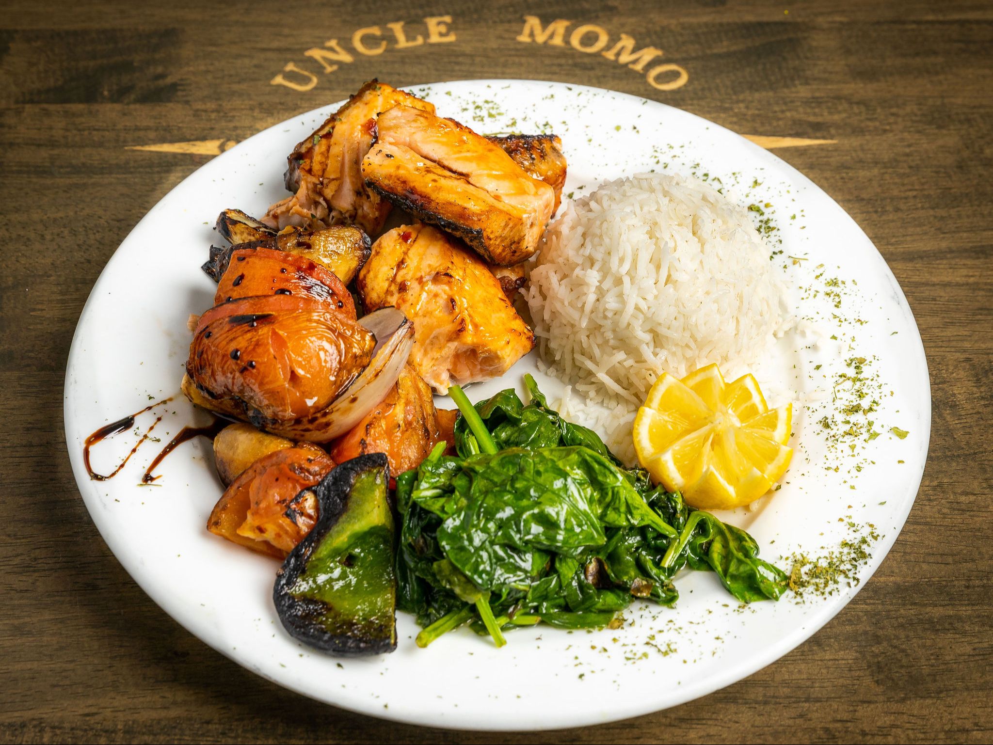 Salmon Shish Kabab Plate - Family Meal.