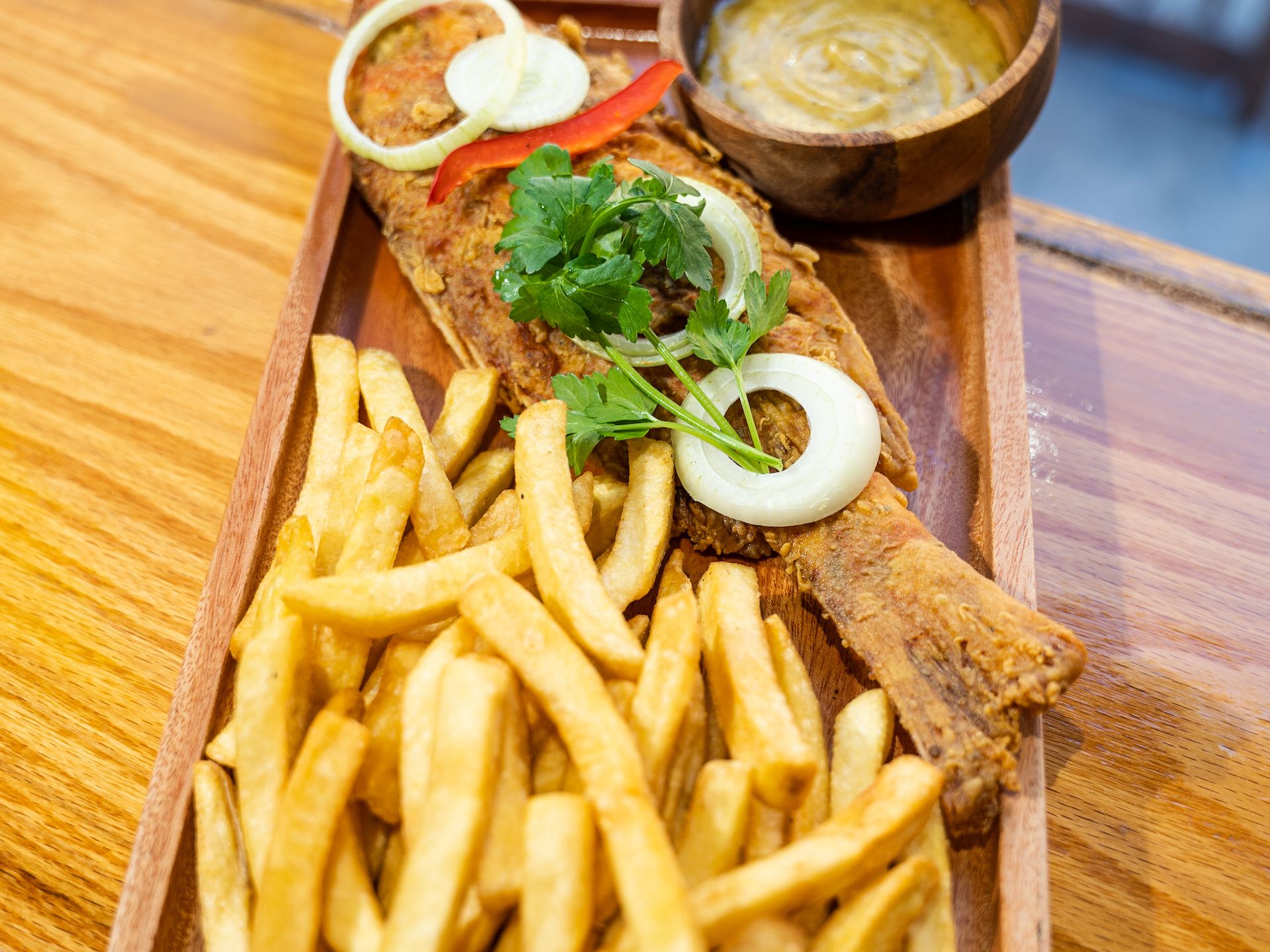Fried red Snapper w/French Fries.