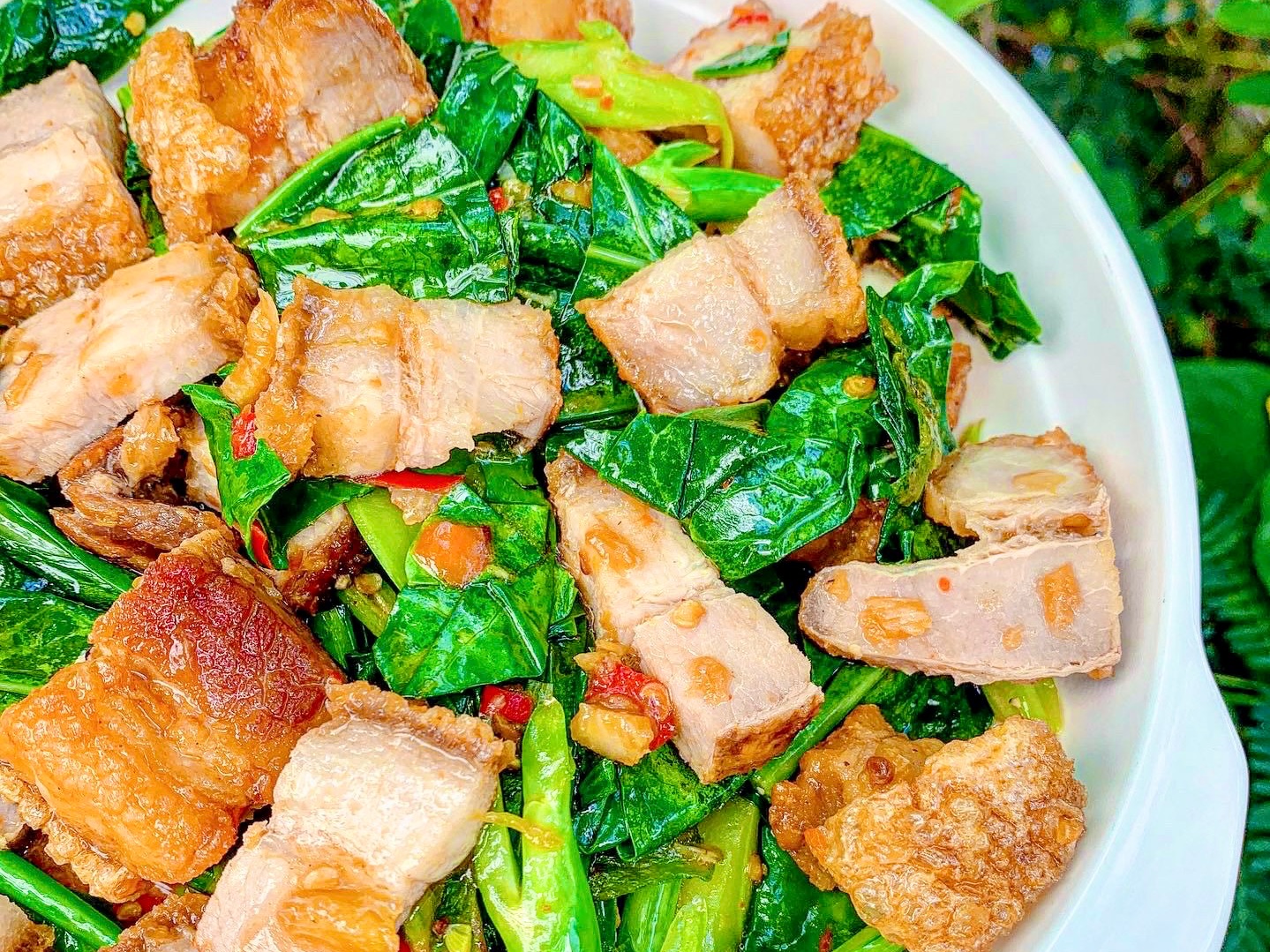 Crispy Pork Belly & Kale