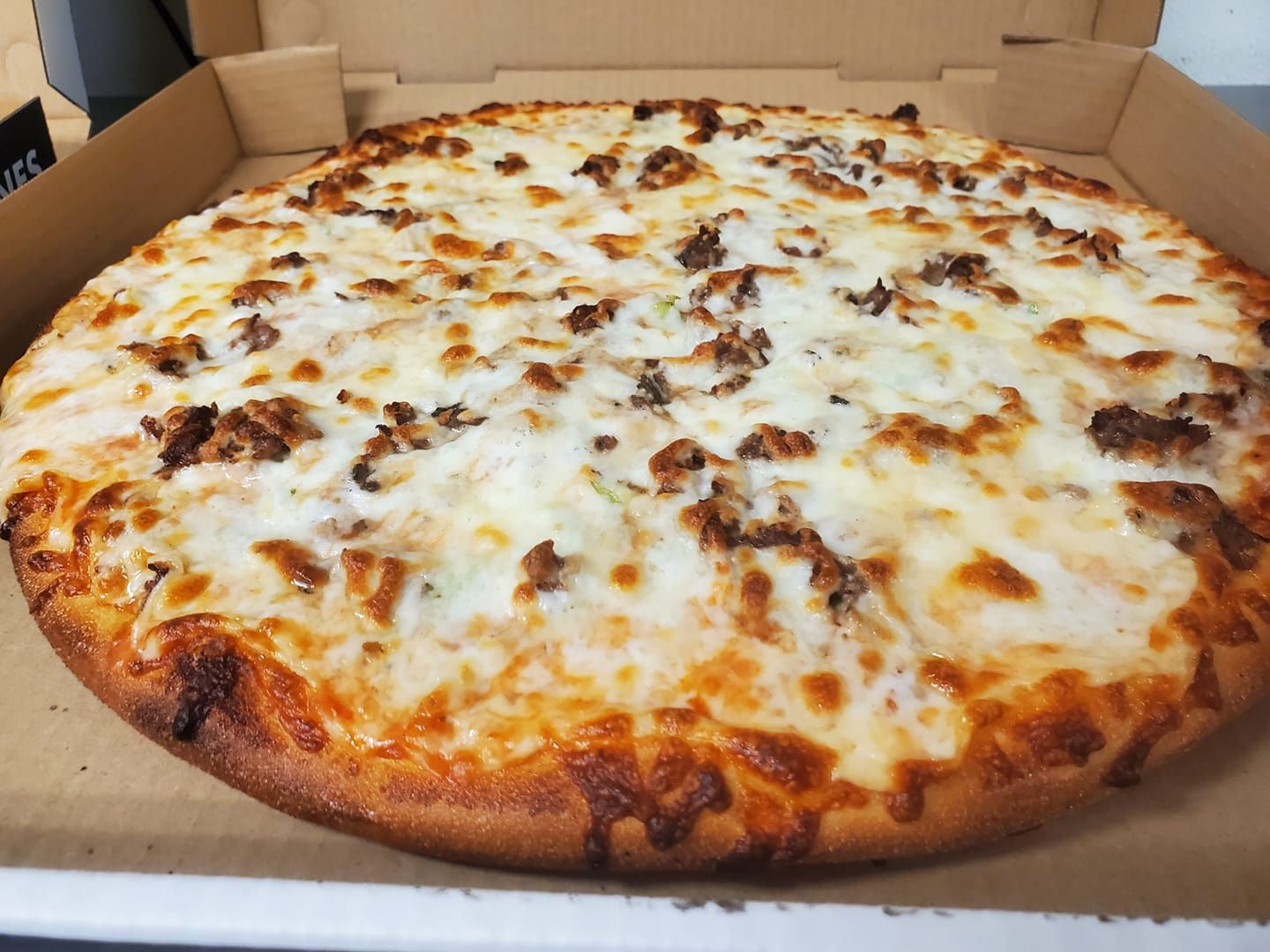 Large Philly Steak Pizza.