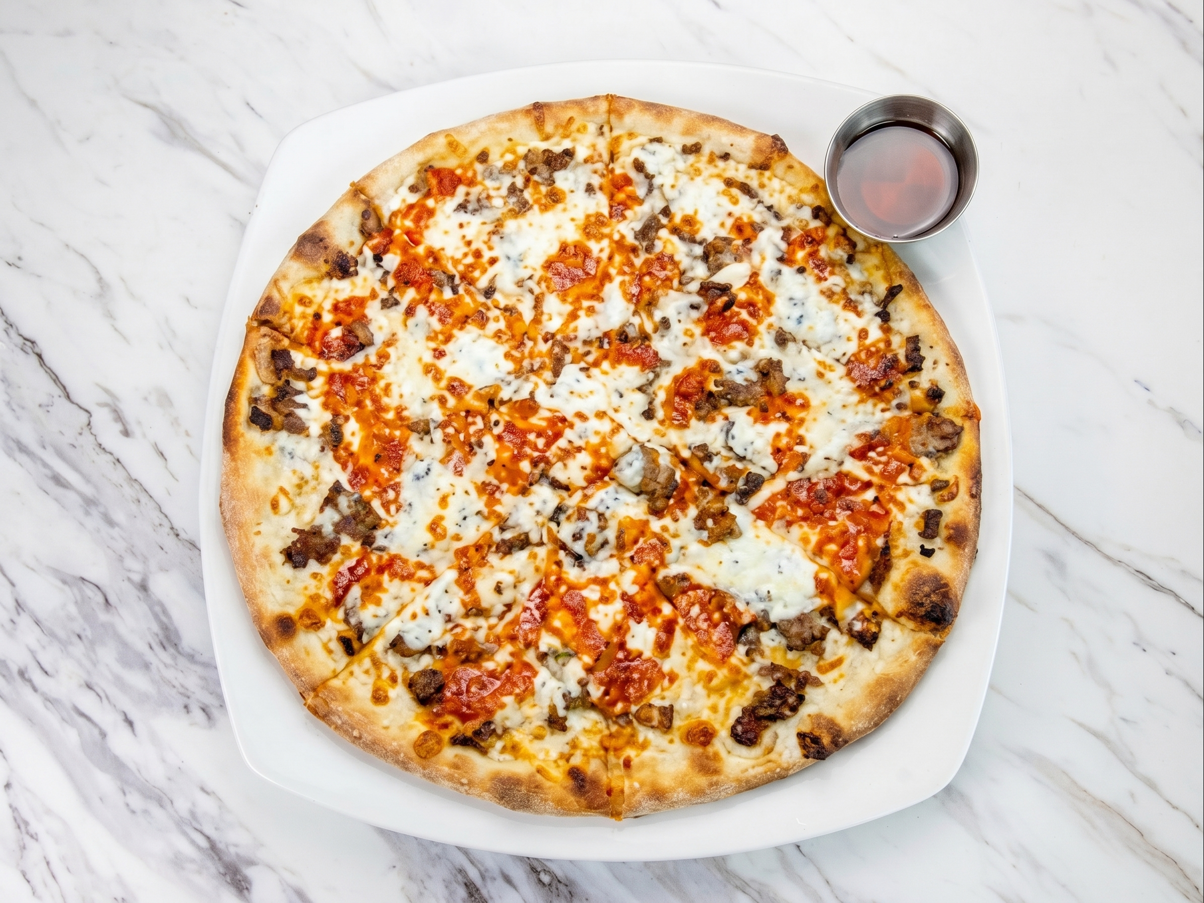 Eggplant Parmigiana Pizza.