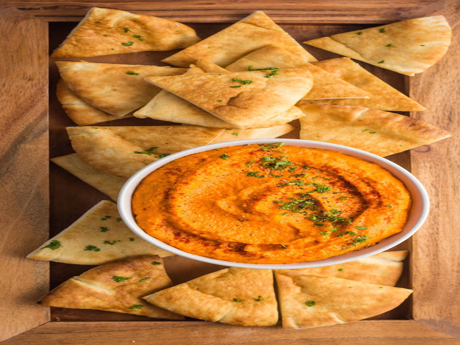 Red Pepper Hummus + Pita Bread or Pita Chips.