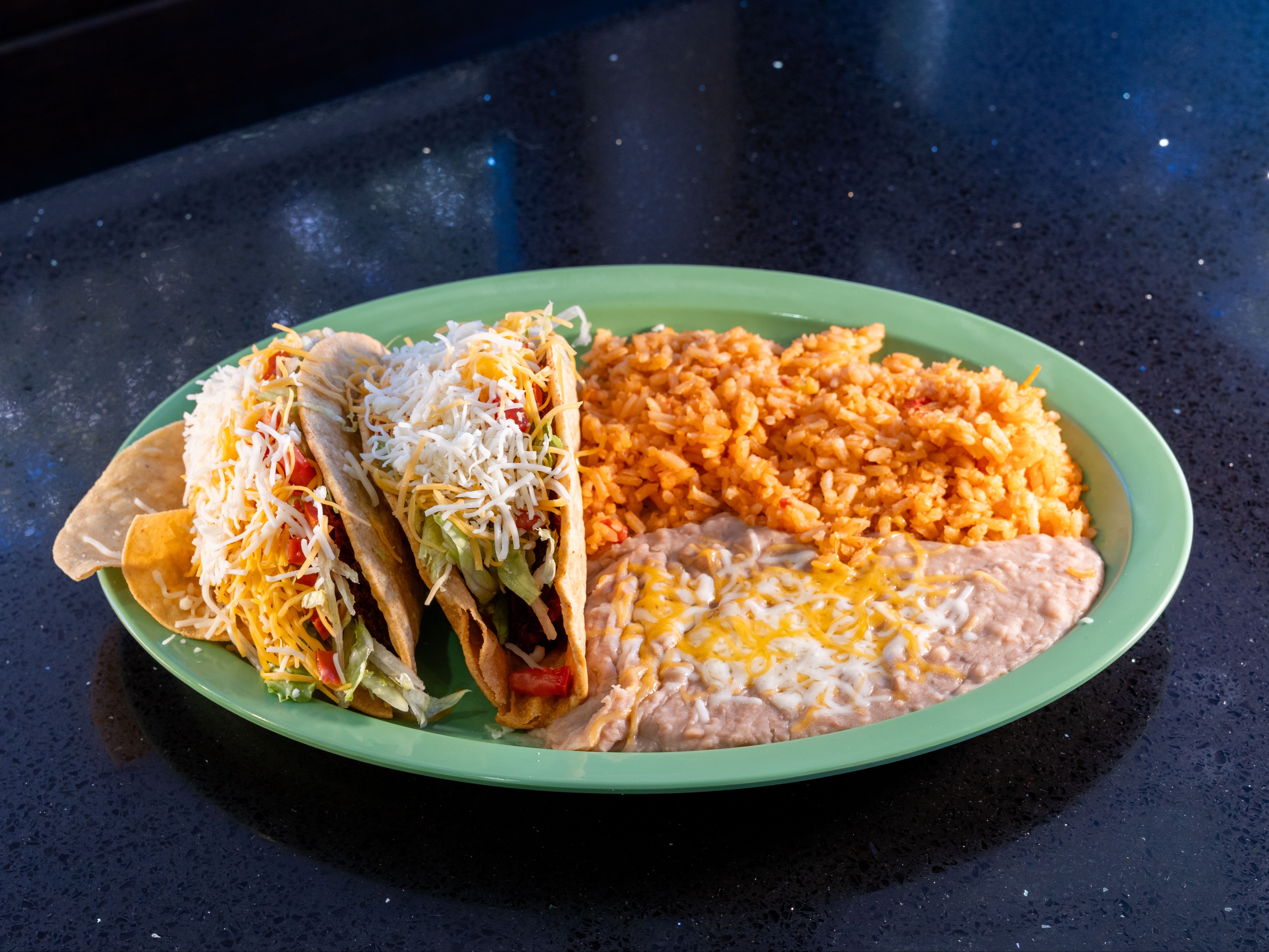 #7 2 Hard Shell Tacos Plate.