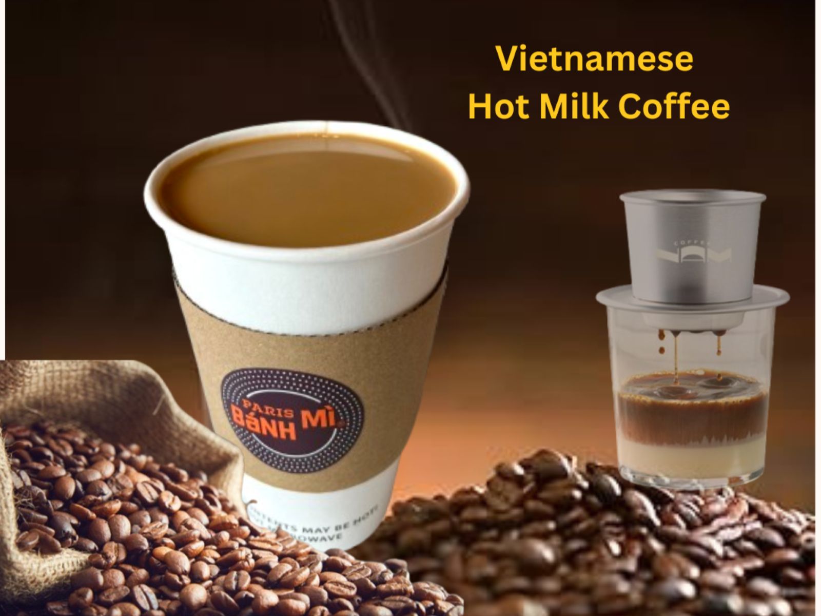25H4. HOT VIETNAMESE MILK COFFEE 16oz - CÀ PHÊ SỮA NÓNG**Contains Caffeine**.