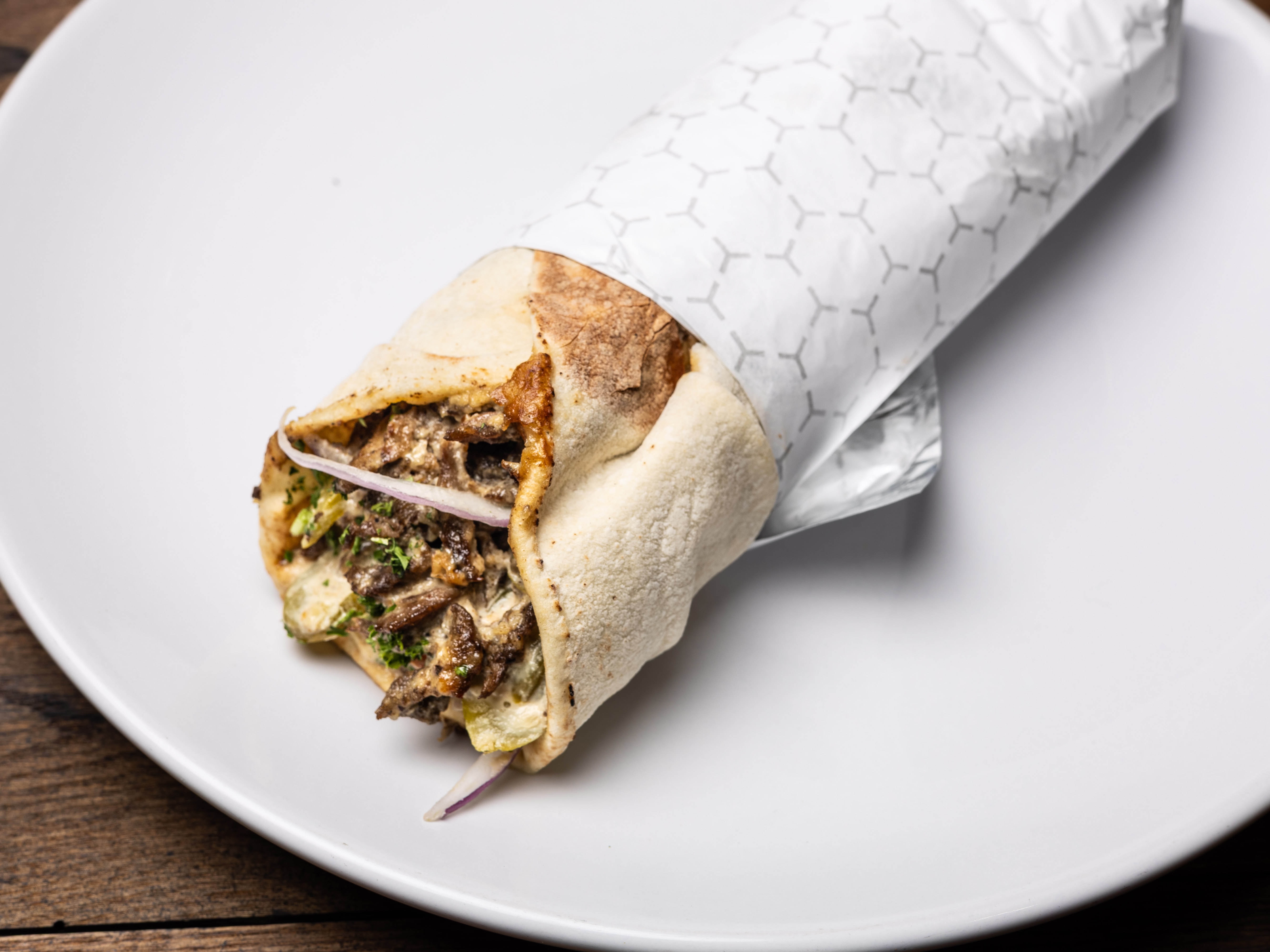 Beef and Lamb Shawarma Wrap.