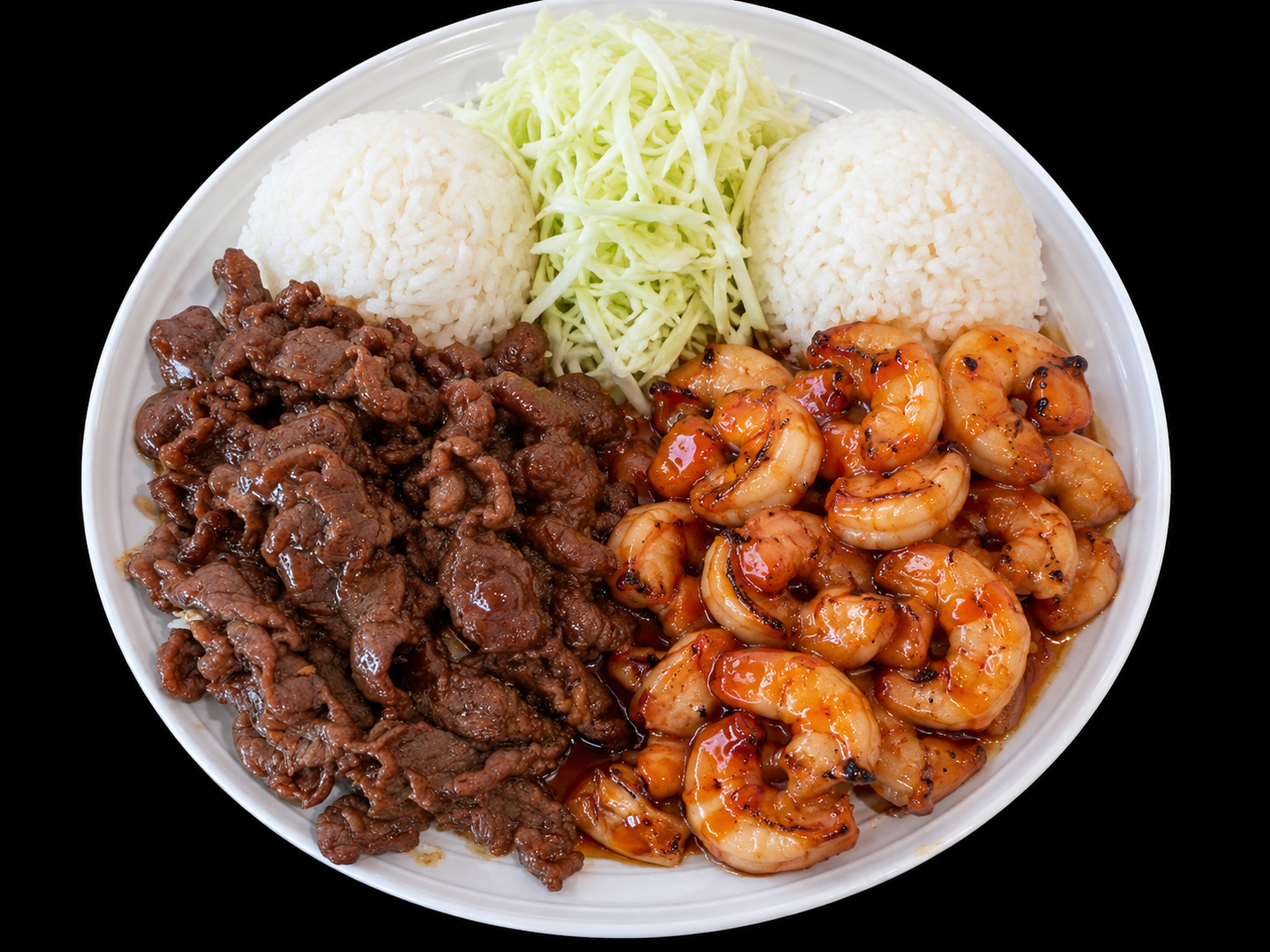 Beef + Shrimp Teriyaki.
