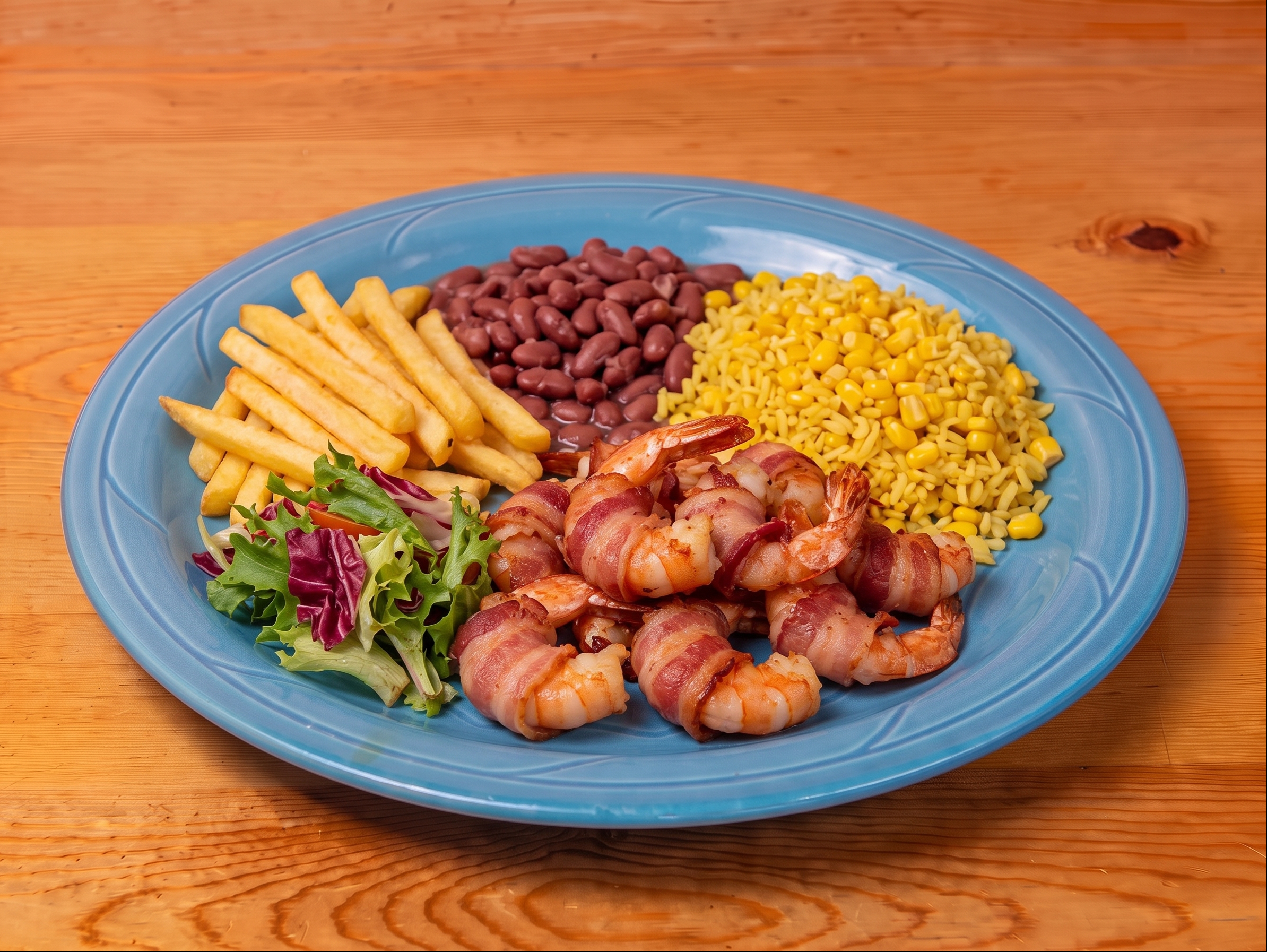 Bacon Shrimp c/Rice & Beans.