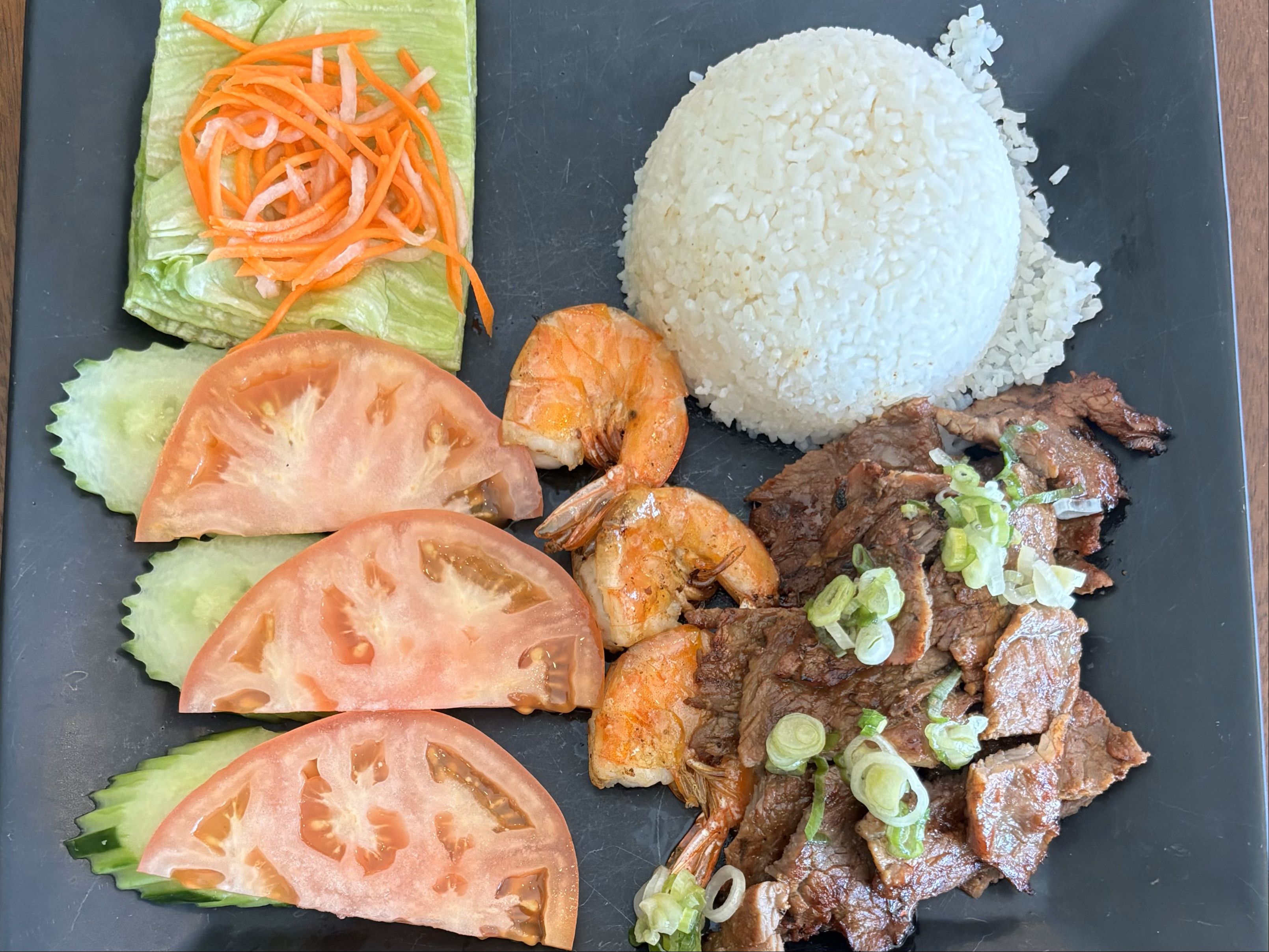 A2. Rice Plate - Grill Beef & Shrimp.