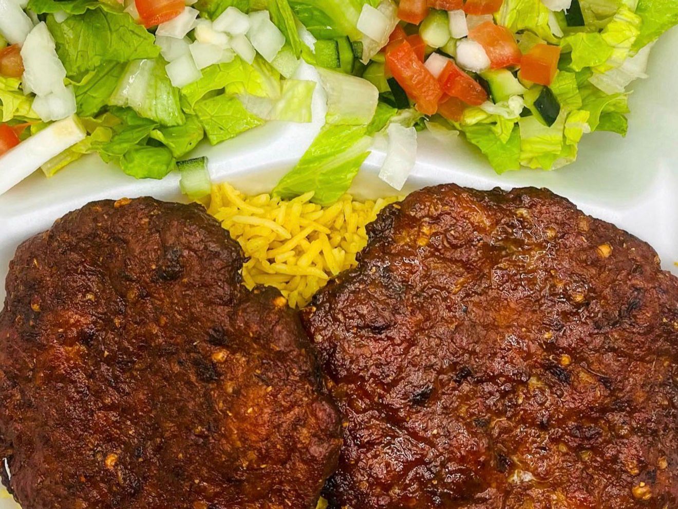Chapli Kabab Rice Platter.
