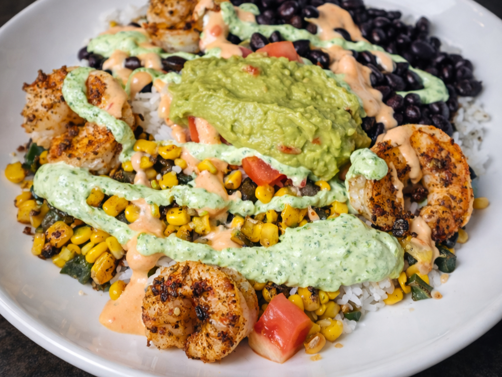 Grilled Shrimp & Avocado Bowls.