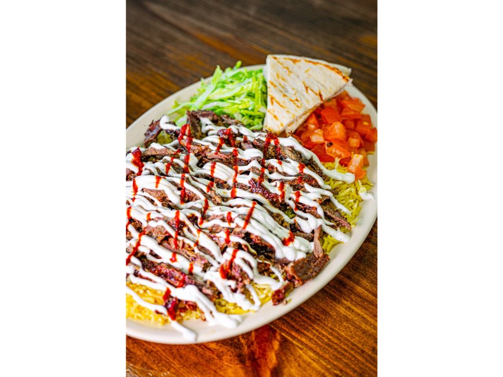 Beef Shawarma Over Rice.