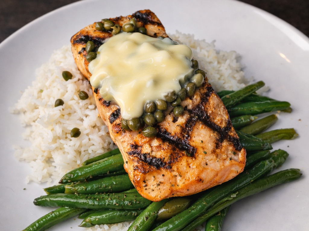 Salmon Piccata Dinner.