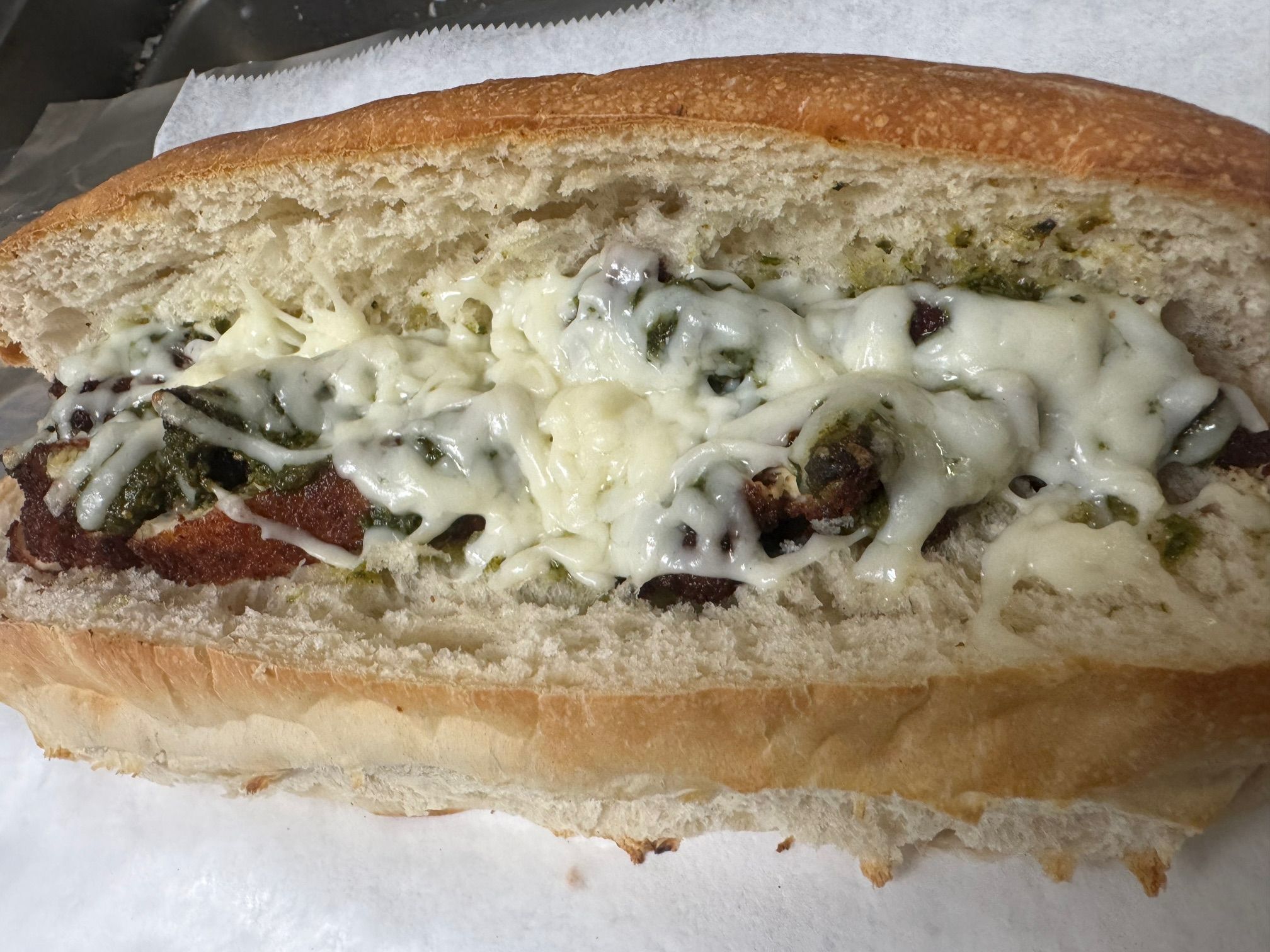 Pesto Chicken Hot Sub.
