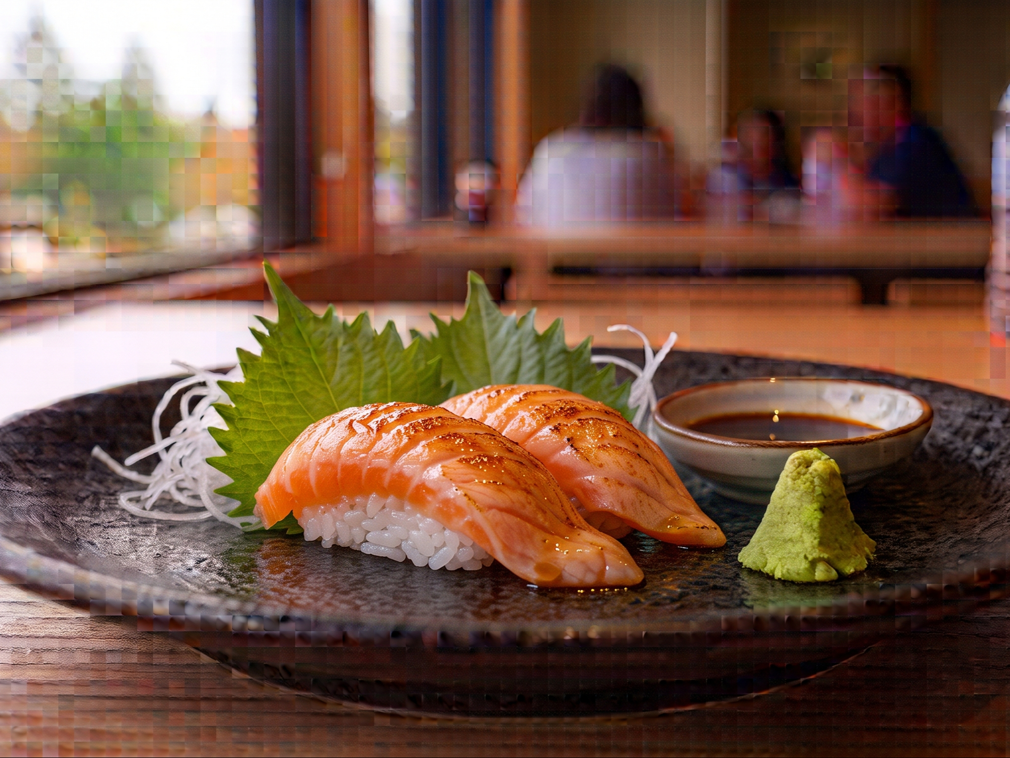 Seared Salmon Sushi 2pc.
