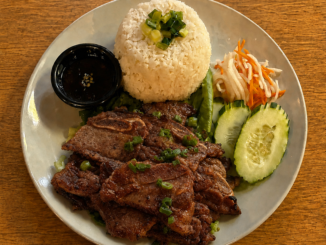 Rice Kalbi Short Ribs.