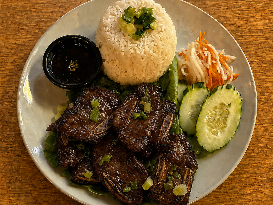 Rice Kalbi Short Ribs.