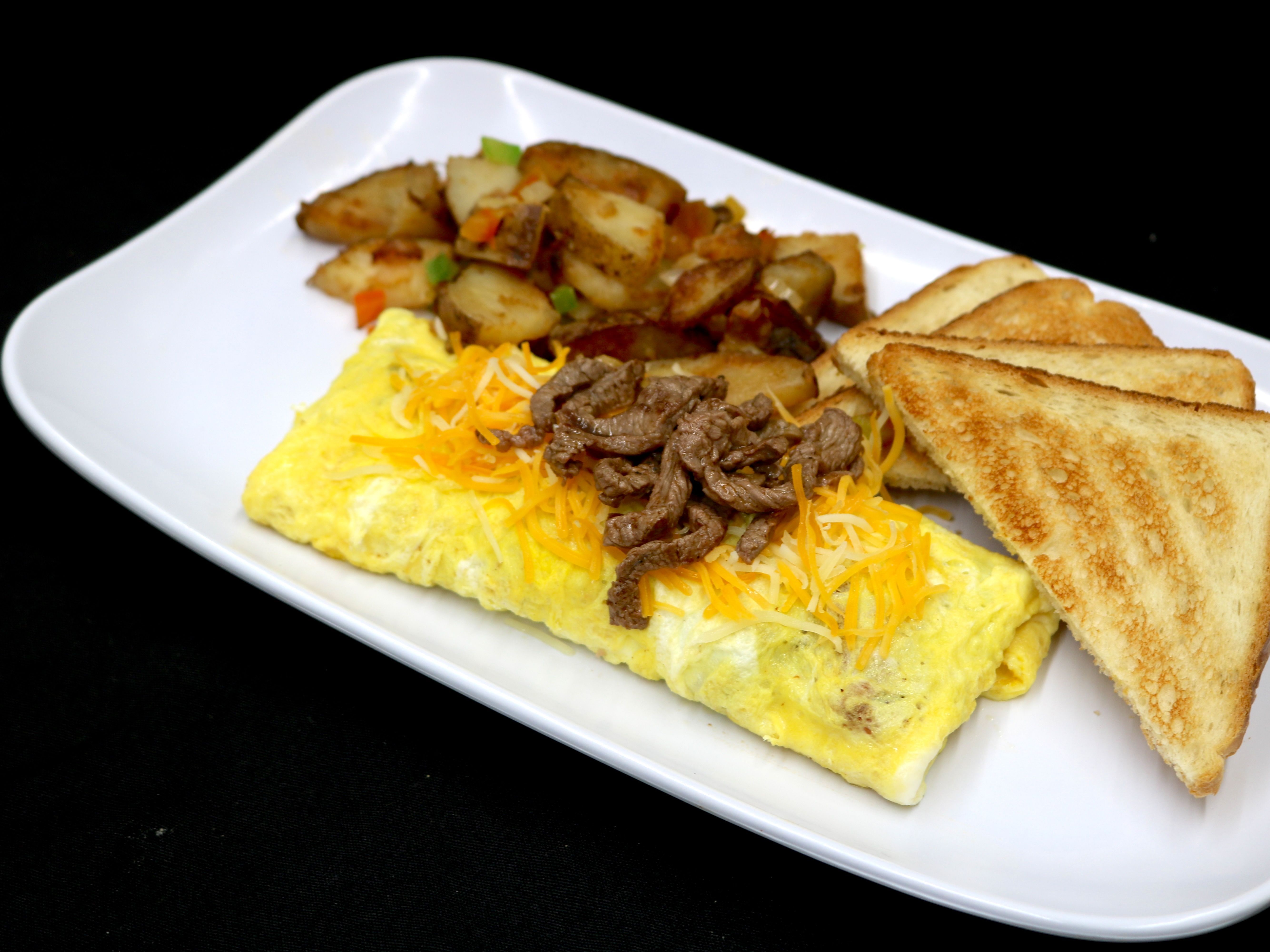JPs Steak Omelet, Grilled Steak.