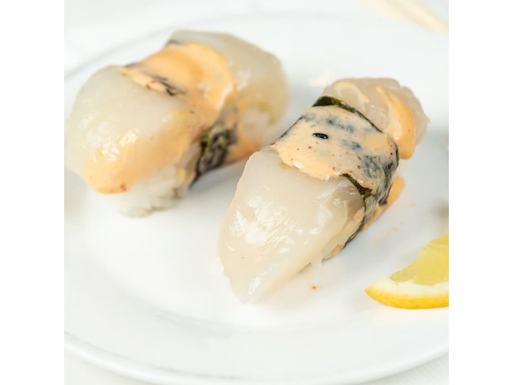 Spicy Hotate Nigiri.