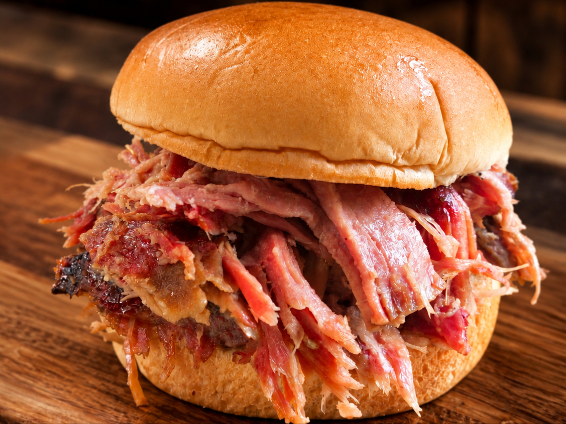PULLED PORK SANDWICH.