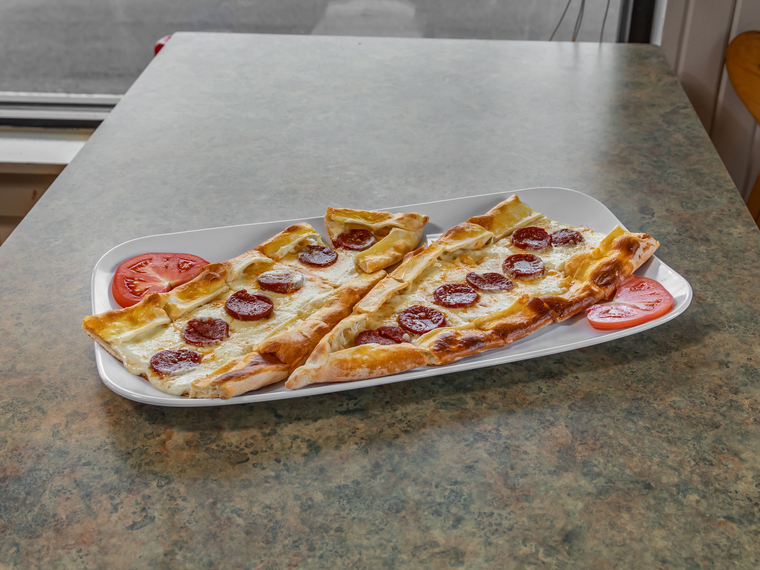 Sucuklu Peynirli Pide (Peperoni Cheese Halal).