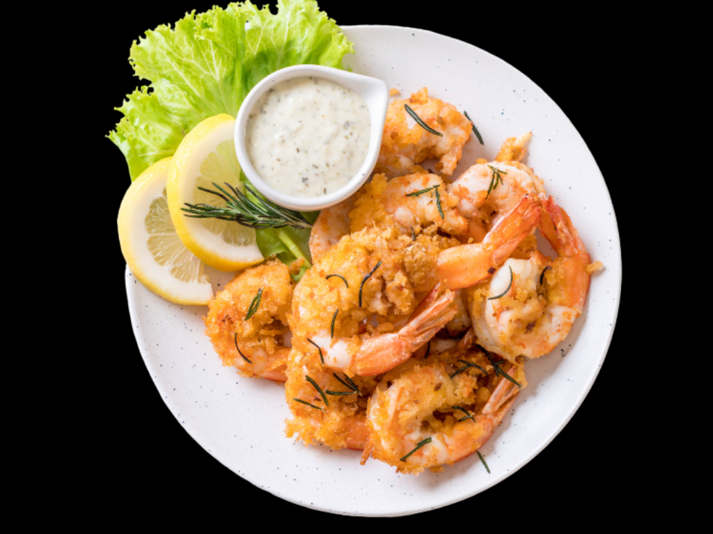 Golden Fried Prawns.