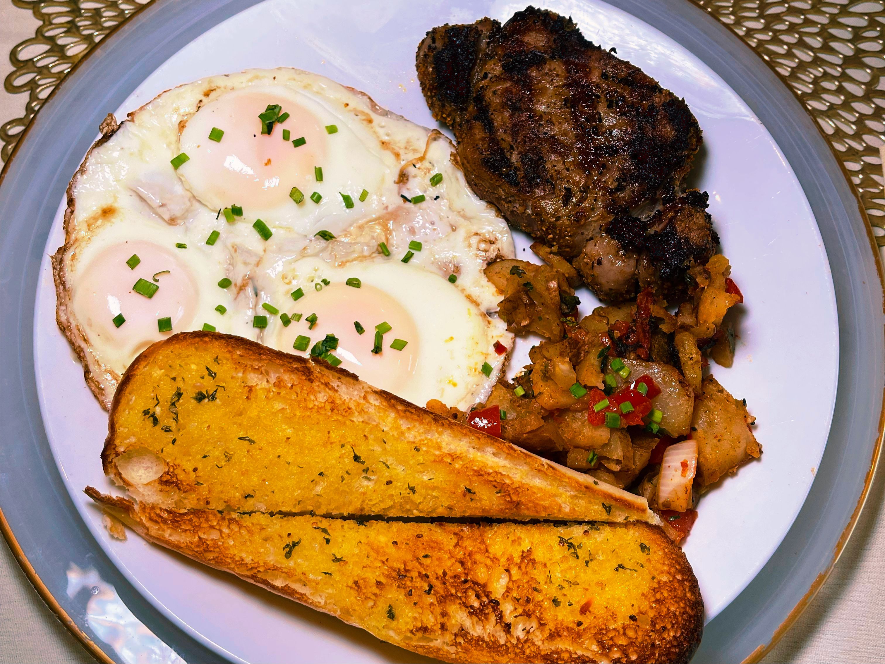 Ribeye Steak & 3 Eggs.