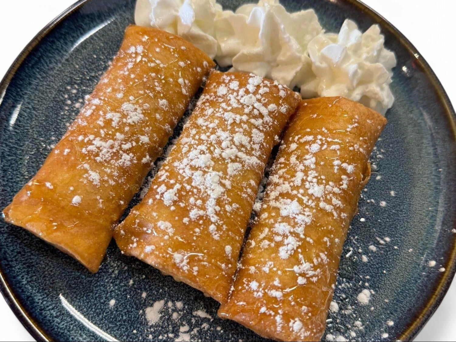 Fried Banana & Whipped Cream.