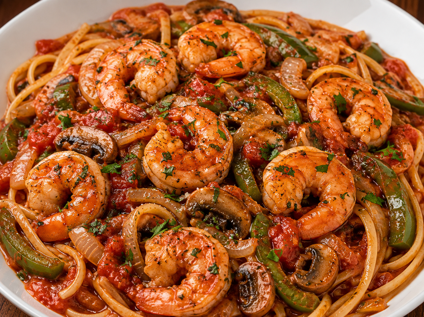 SHRIMP CACCIATORE LINGUINE.