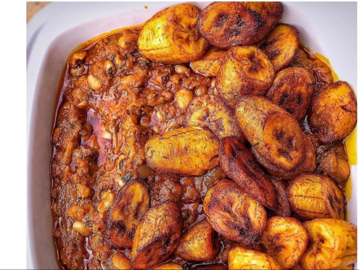 Beans Stew and Fried plantains.