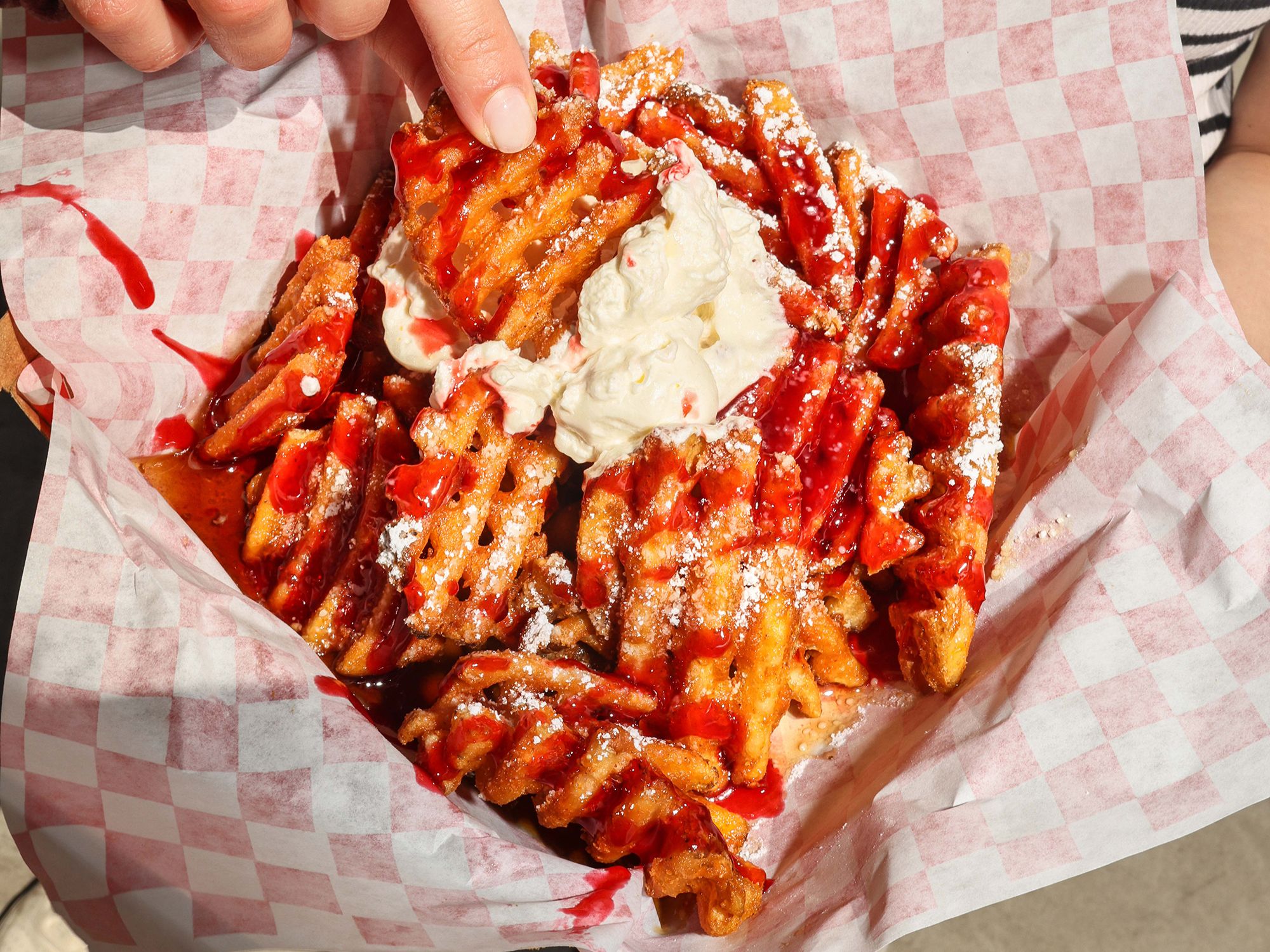 Waffle Fries & Whipped Cream.