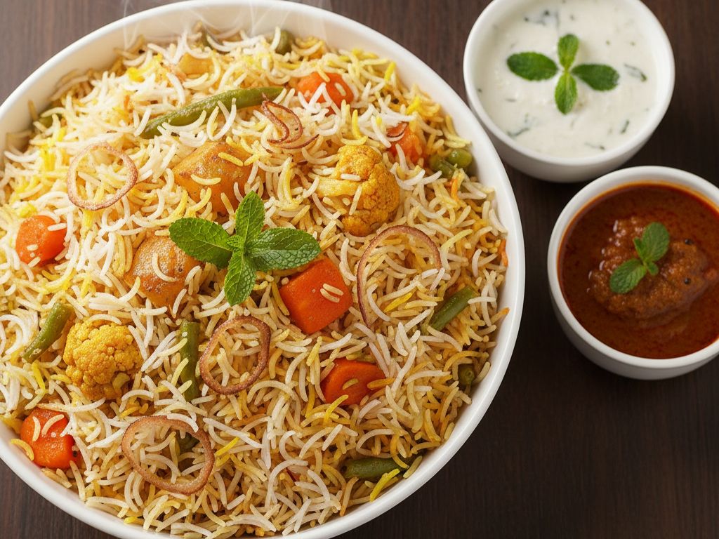 Vegetable Dum Biryani (GF, NF).