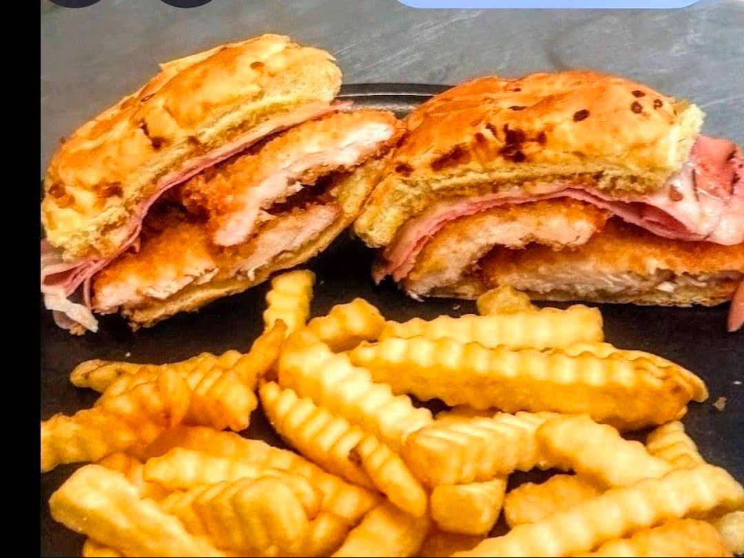 Chicken Cordon Bleu Sandwich/w Fries.
