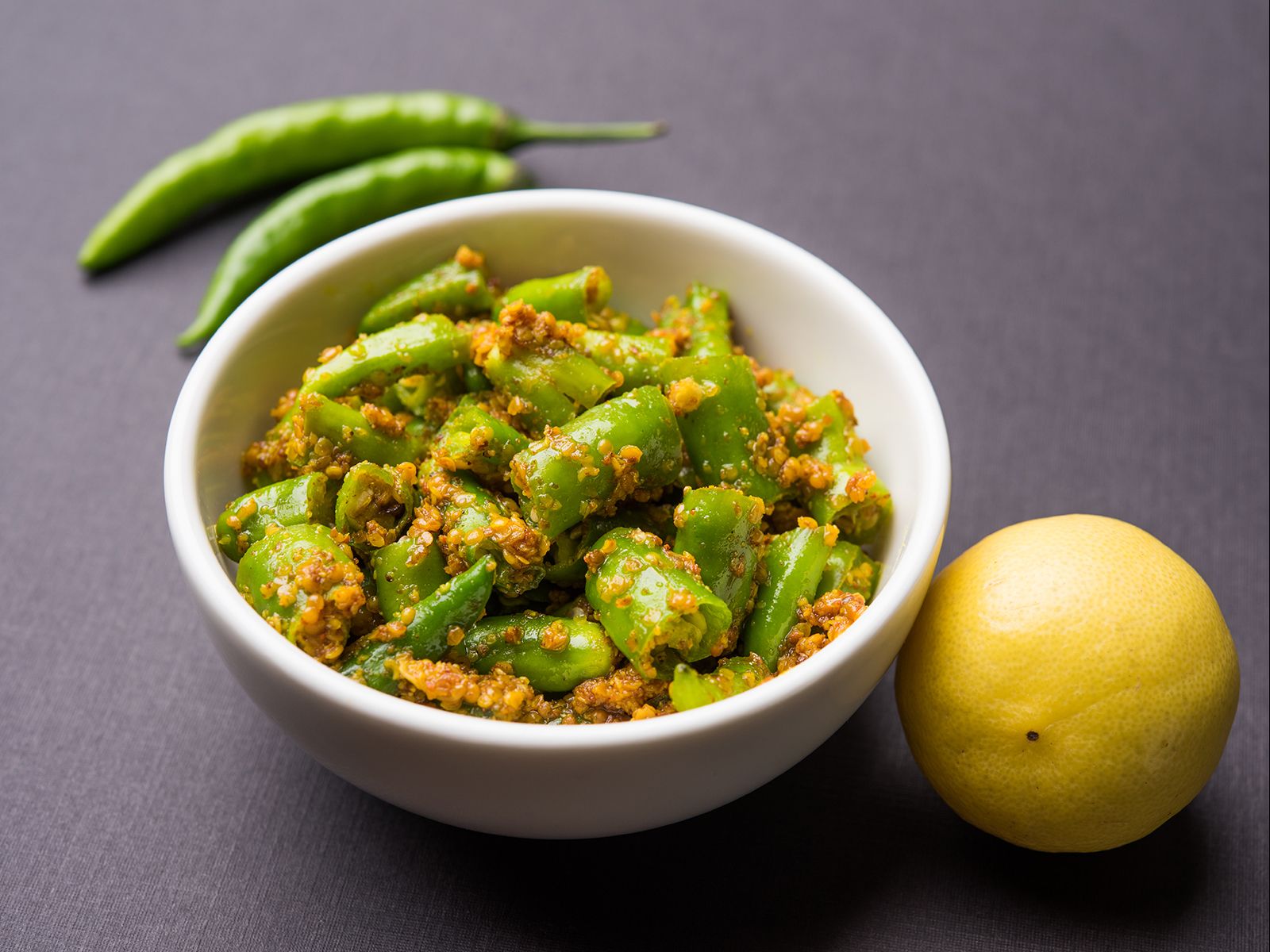 WHOLE GREEN CHILLY PICKLE.