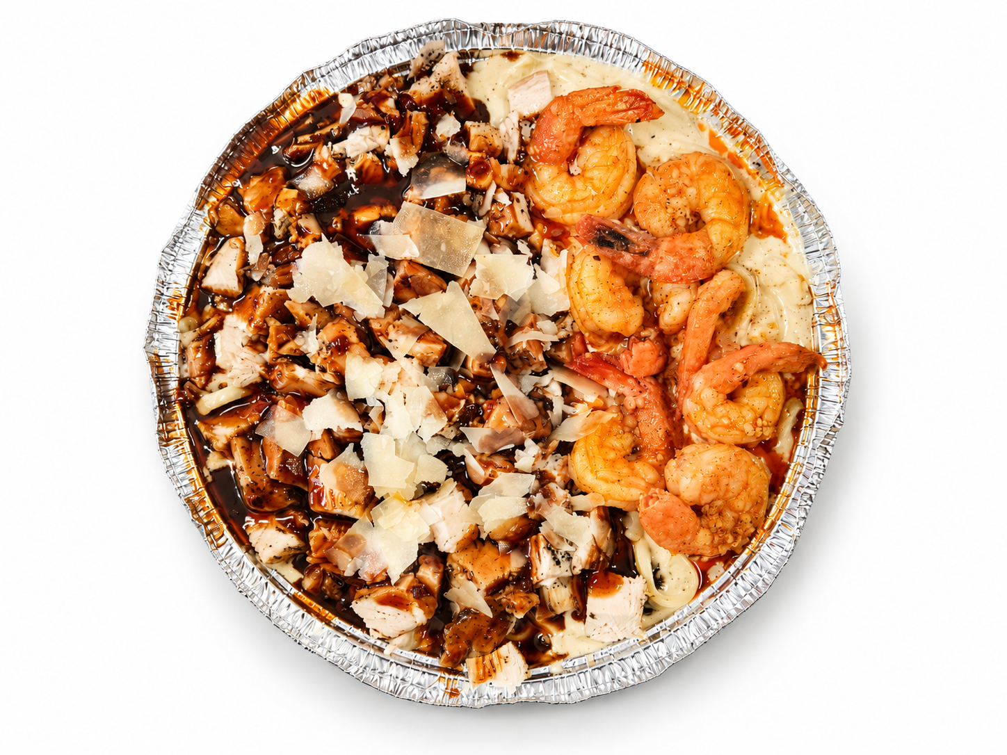 Jerk Chicken & Shrimp Alfredo.