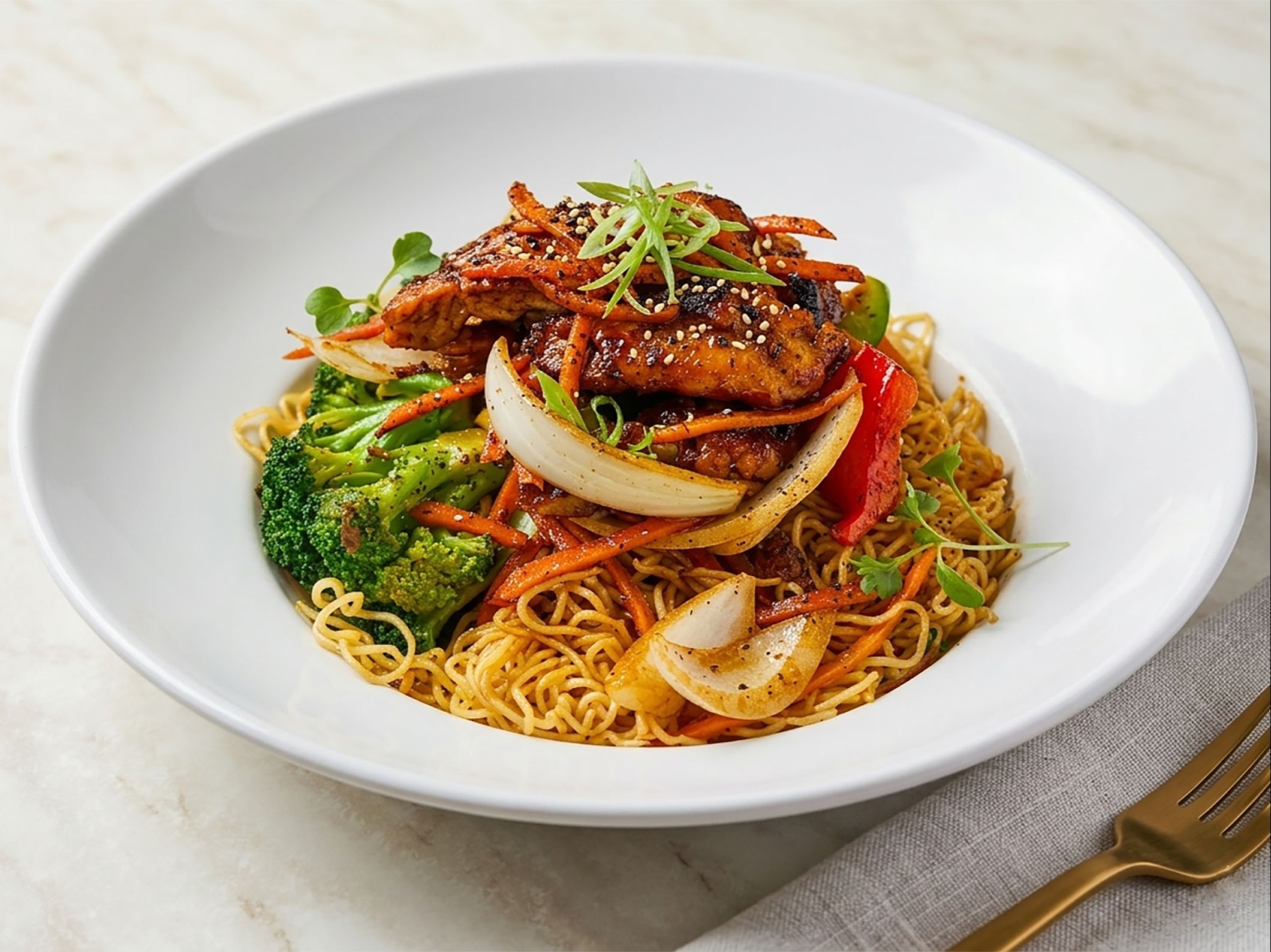 E3. Grilled Chicken Egg-Noodle Stir-Fry.