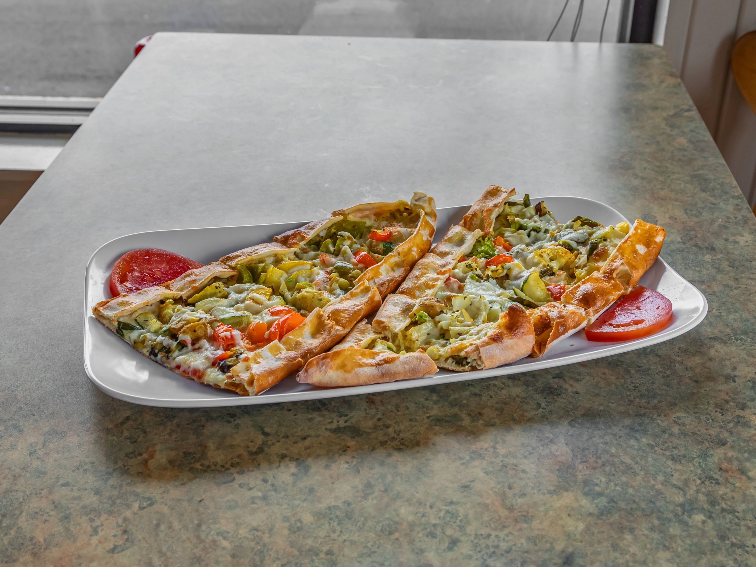 VEGGIE PIDE* roasted veggies.