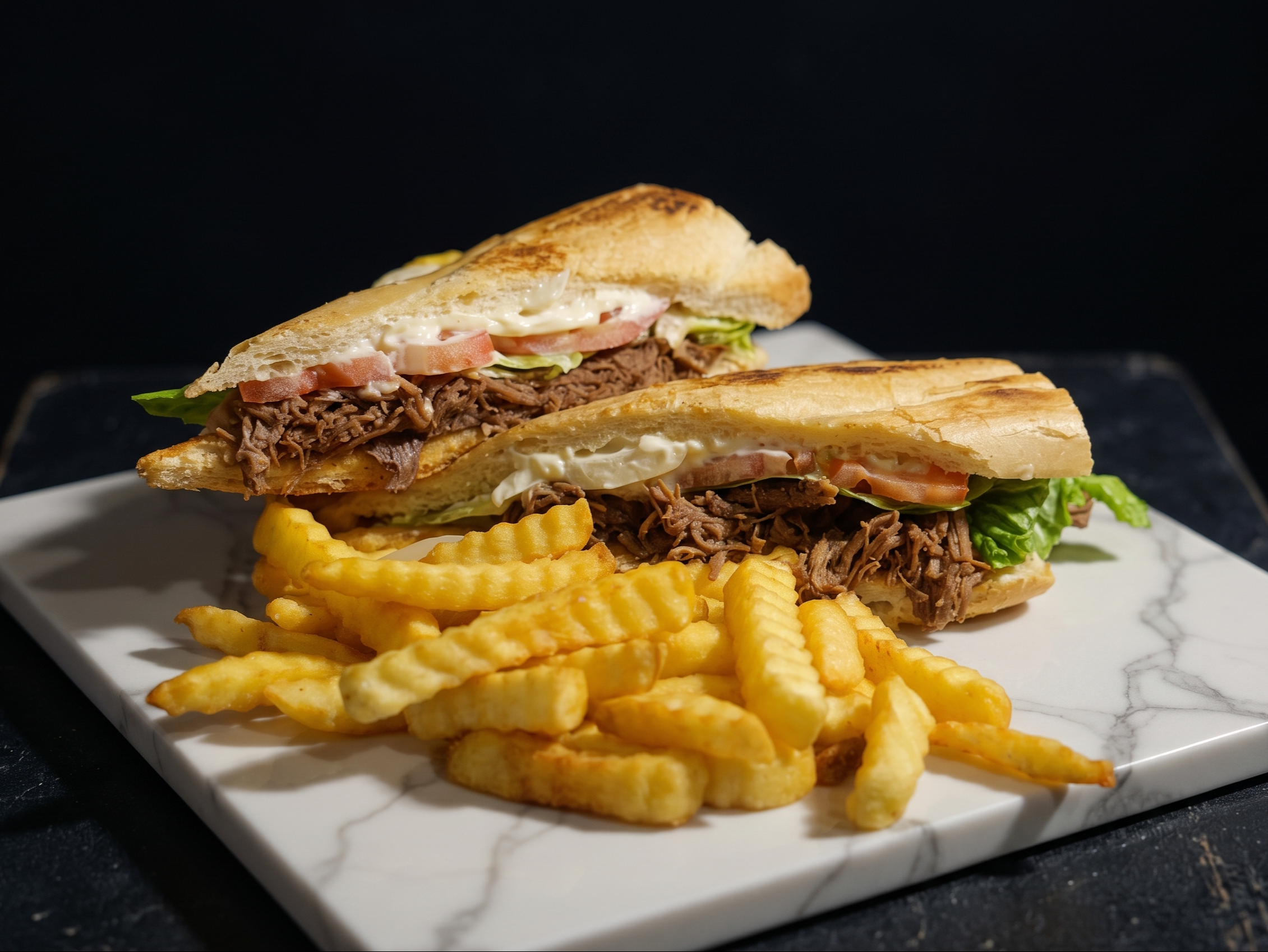 Shredded Beef Sandwich.