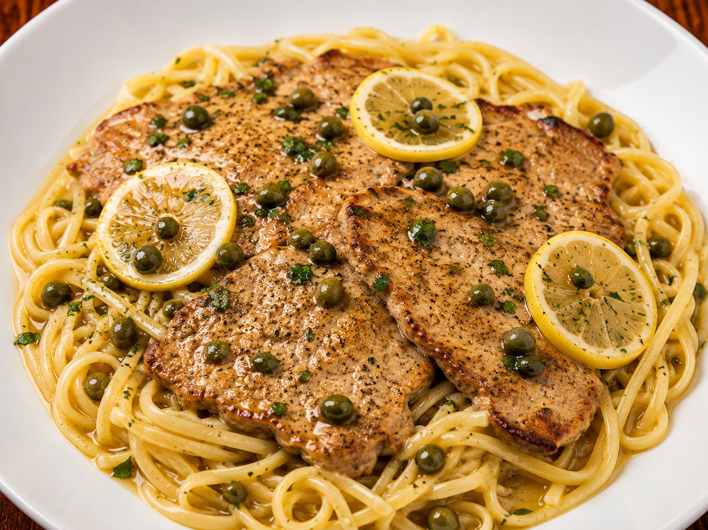 VEAL PICCATA LINGUINE.