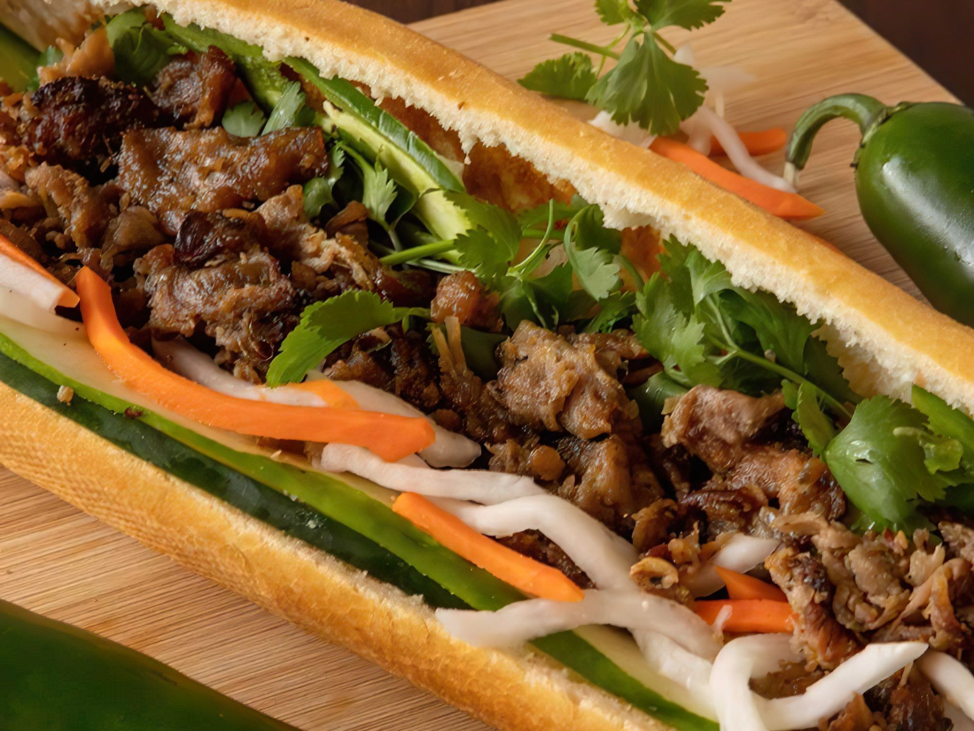 Banh Mi Grilled Pork / Bánh Mì Thịt Nướng.