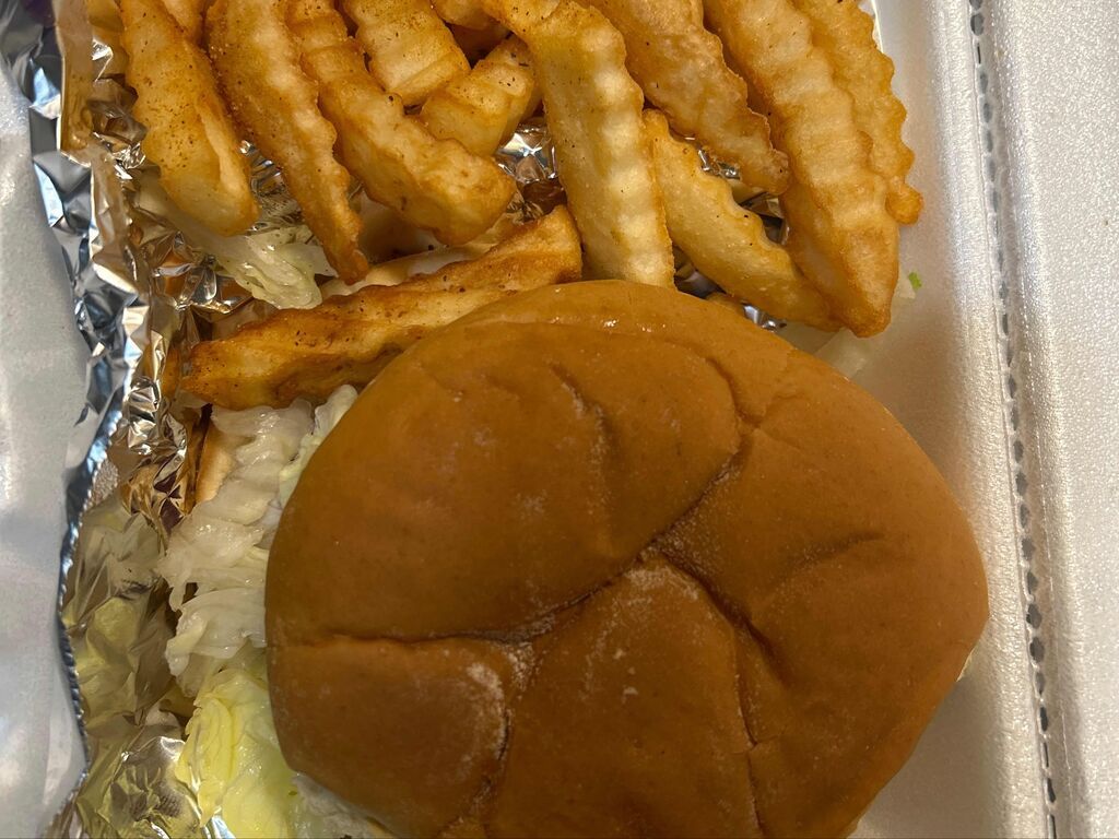 Hamburger and fries.